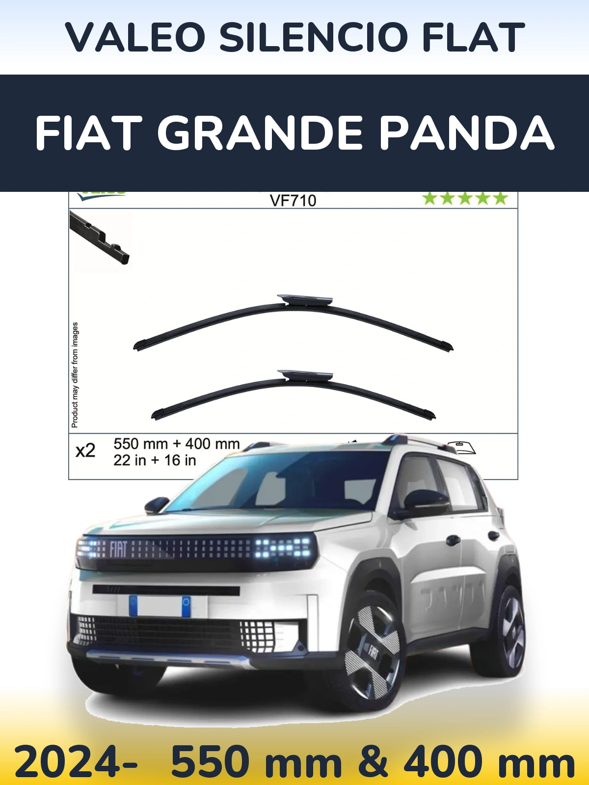 Комплект передних дворников Valeo Silencio Flat 550 & 400 мм для Fiat Grande Panda 2024-2026