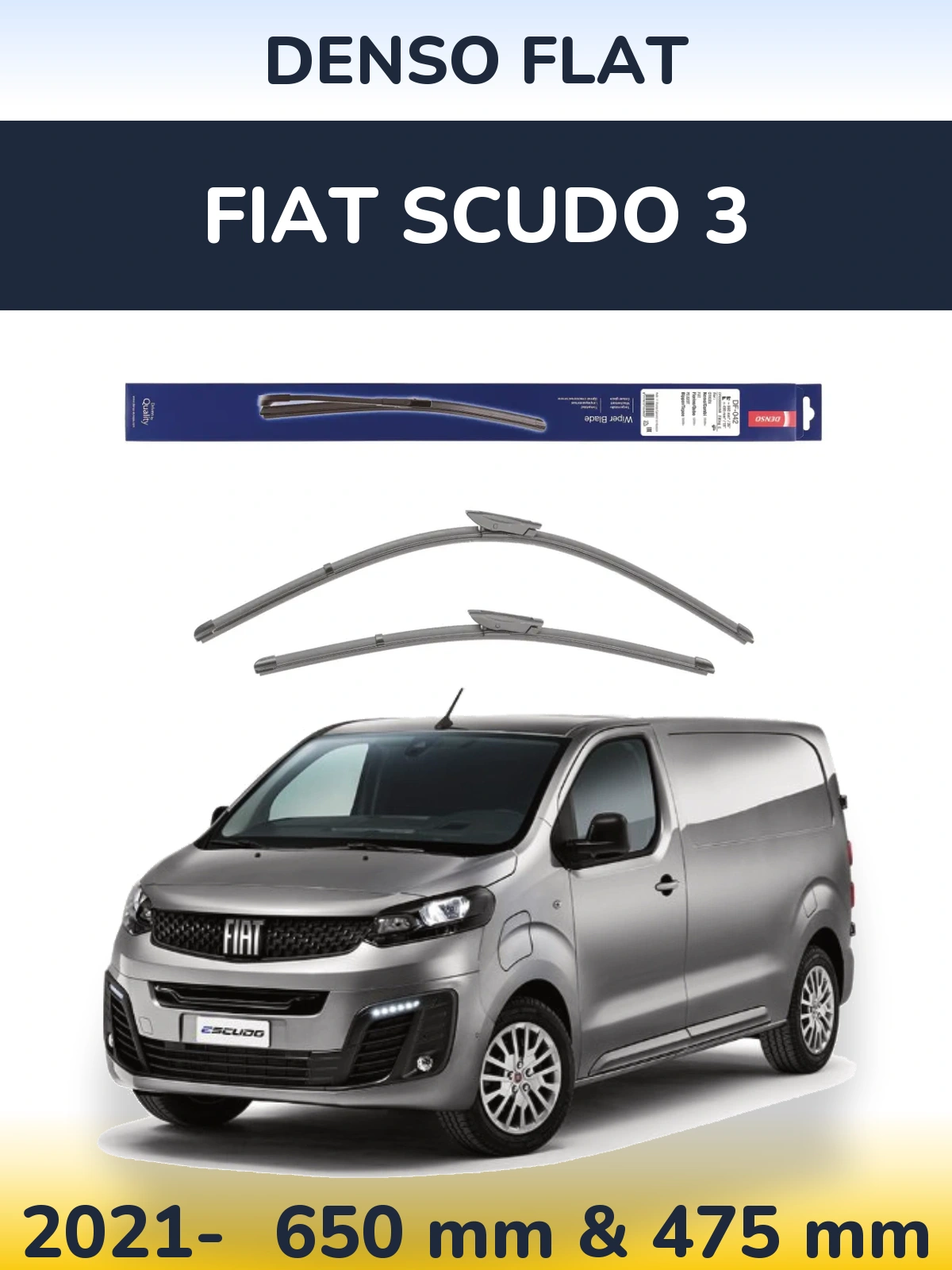 Komplet przednich wycieraczek Denso Flat 650 & 450 mm do Fiat Scudo 3 2021-2026