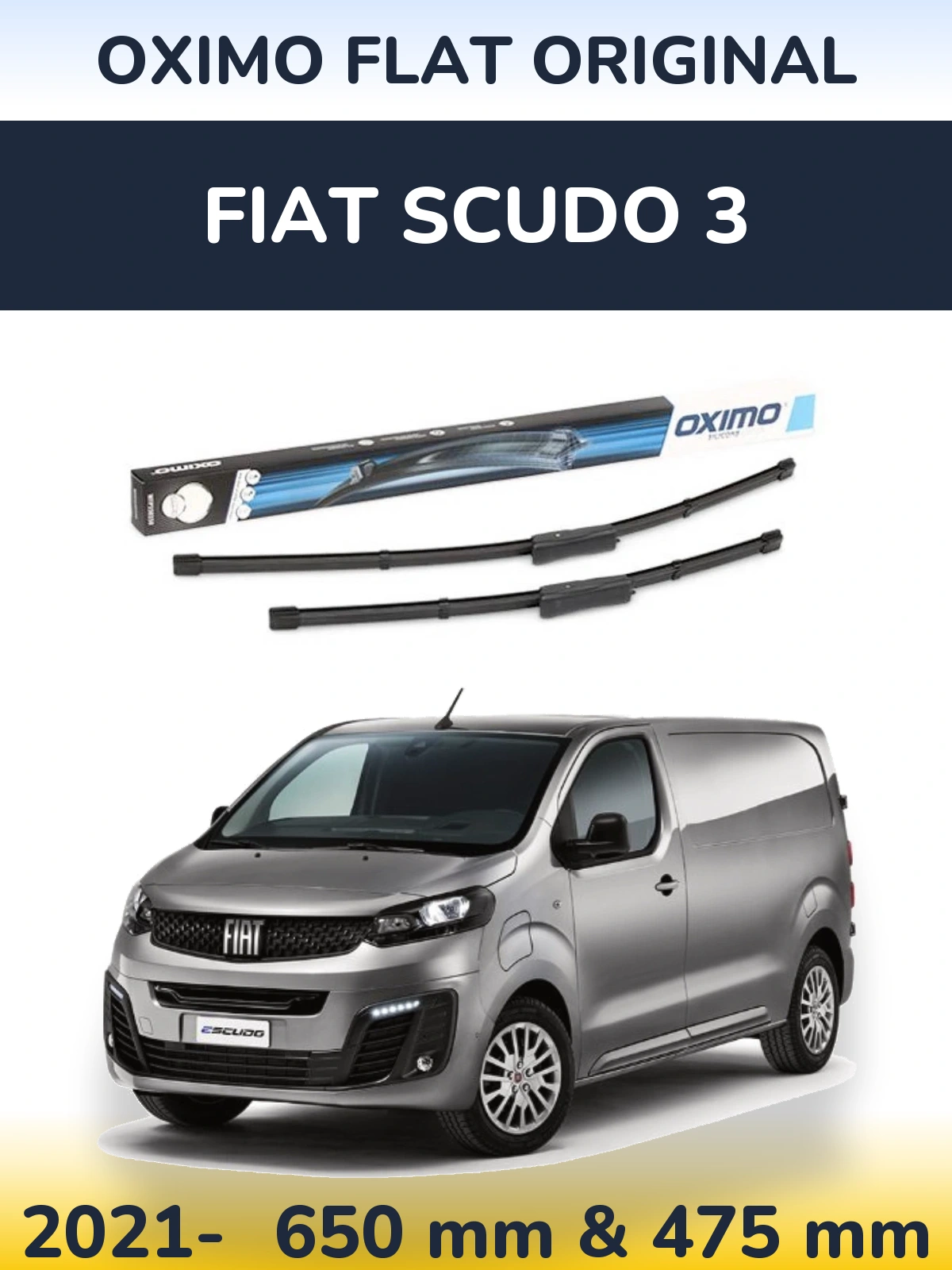 Комплект передних дворников Oximo Flat Original 650 & 475 мм для Fiat Scudo 3 2021-2026