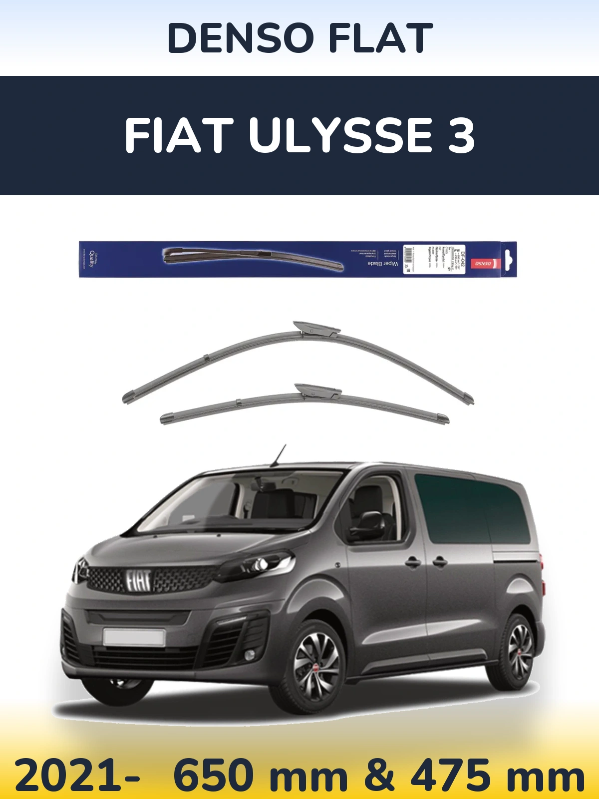 Комплект передних дворников Denso Flat 650 & 450 мм для Fiat Ulysse 3 2021-2026