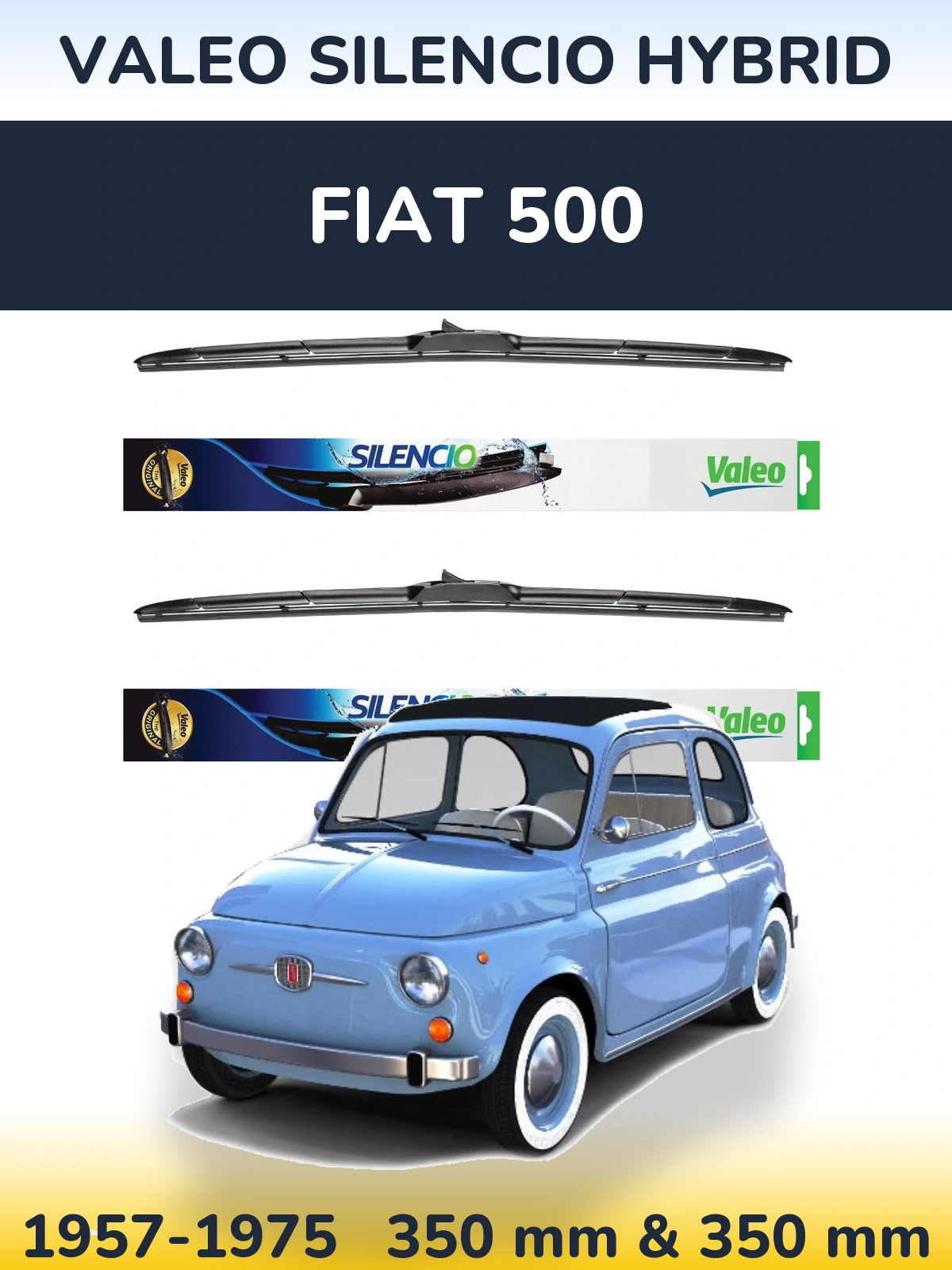 Комплект передних дворников Valeo Silencio Hybrid 350 & 350 мм для Fiat 500 1957-1975