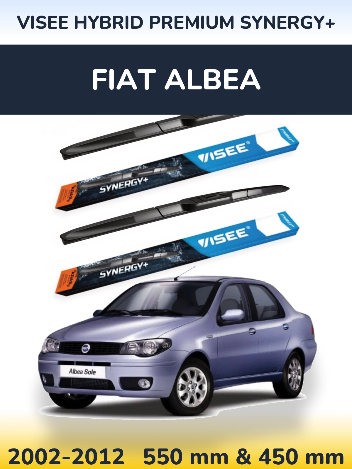 Комплект передних дворников VISEE HYBRID PREMIUM SYNERGY+ 550 & 450 мм для Fiat Albea 2002-2012