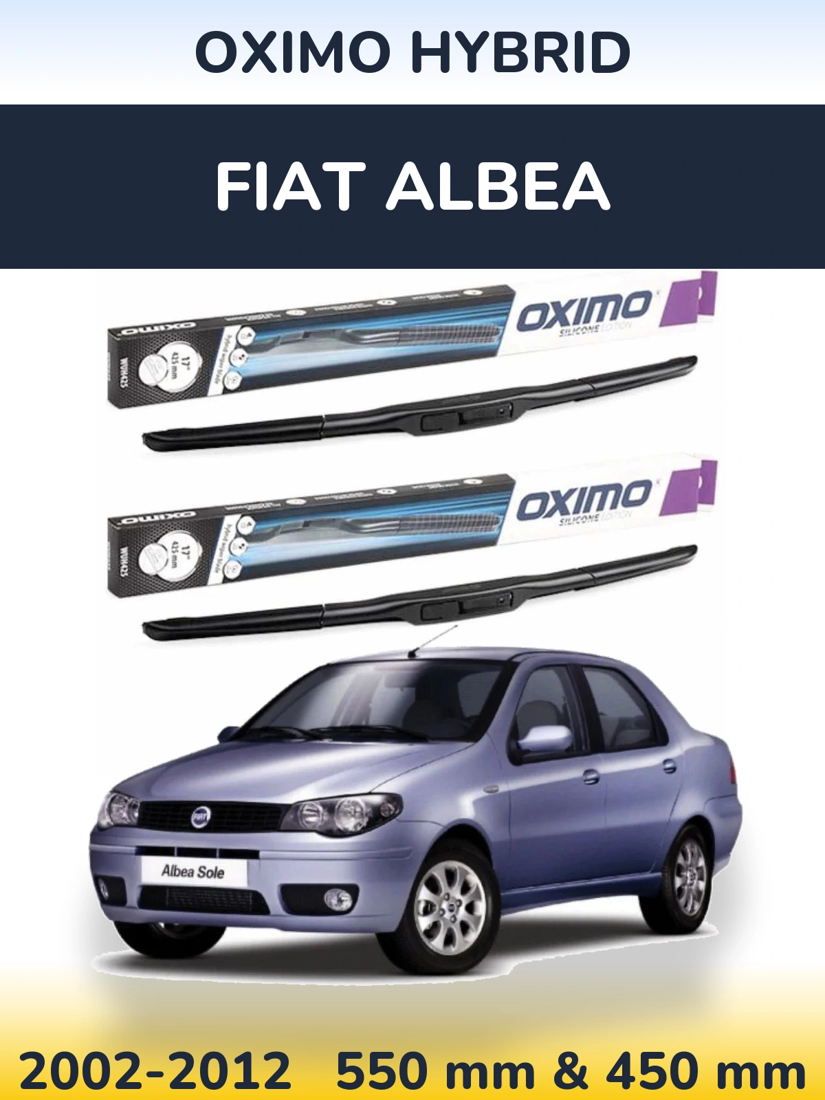 Комплект передних дворников Oximo Hybrid 550 & 450 мм для Fiat Albea 2002-2012