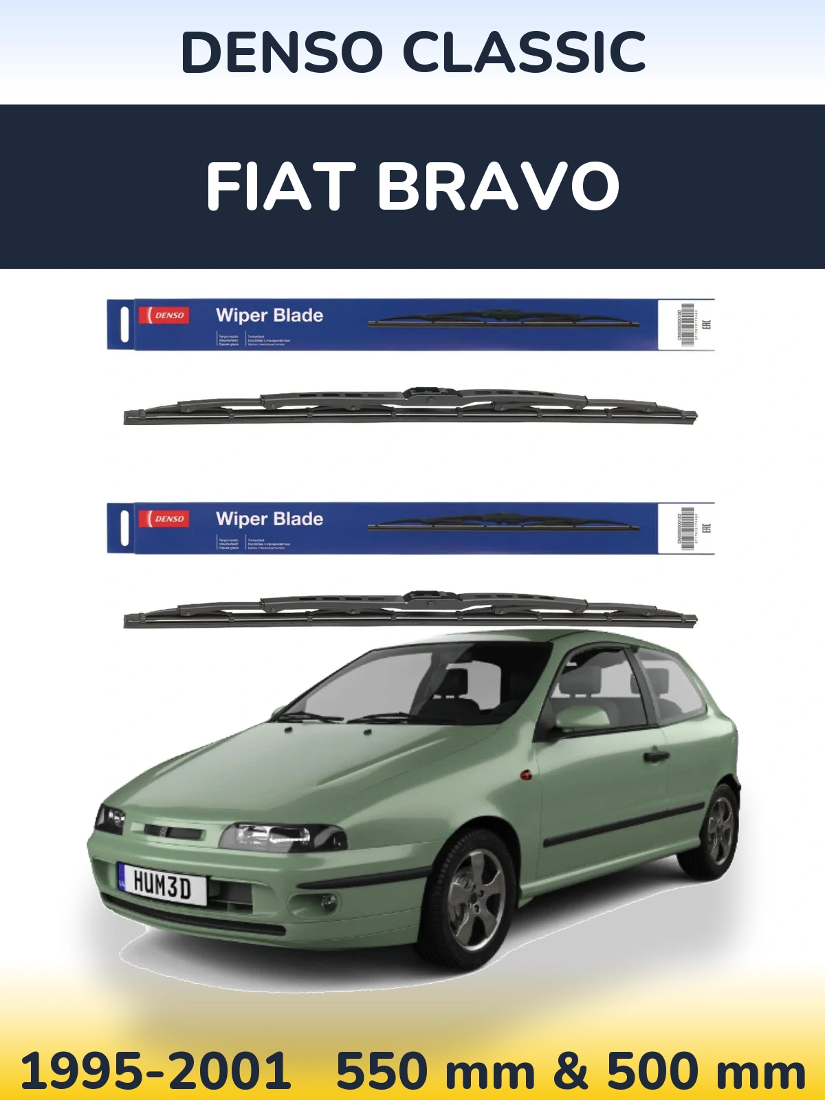 Komplet przednich wycieraczek Denso Classic 550 & 500 mm do Fiat Bravo 1995-2001