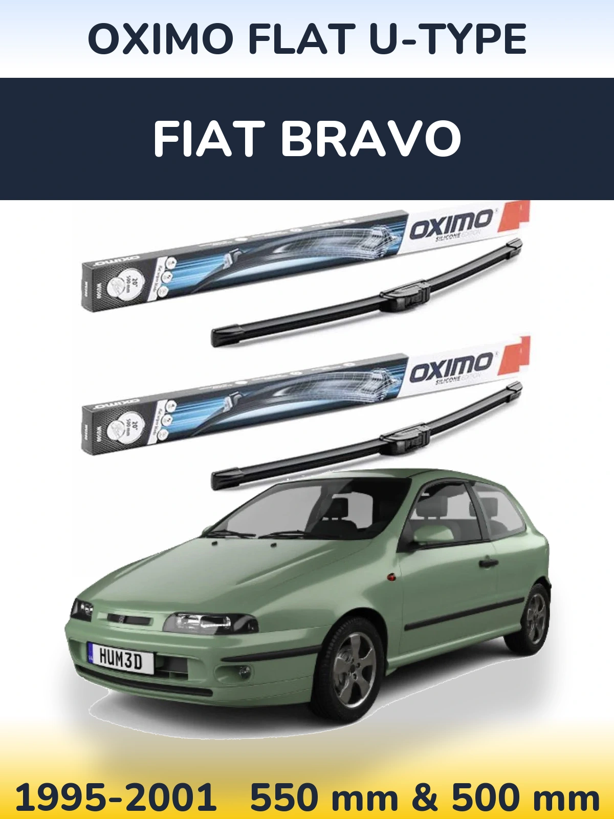 Komplet przednich wycieraczek Oximo Flat U-type 550 & 500 mm do Fiat Bravo 1995-2001