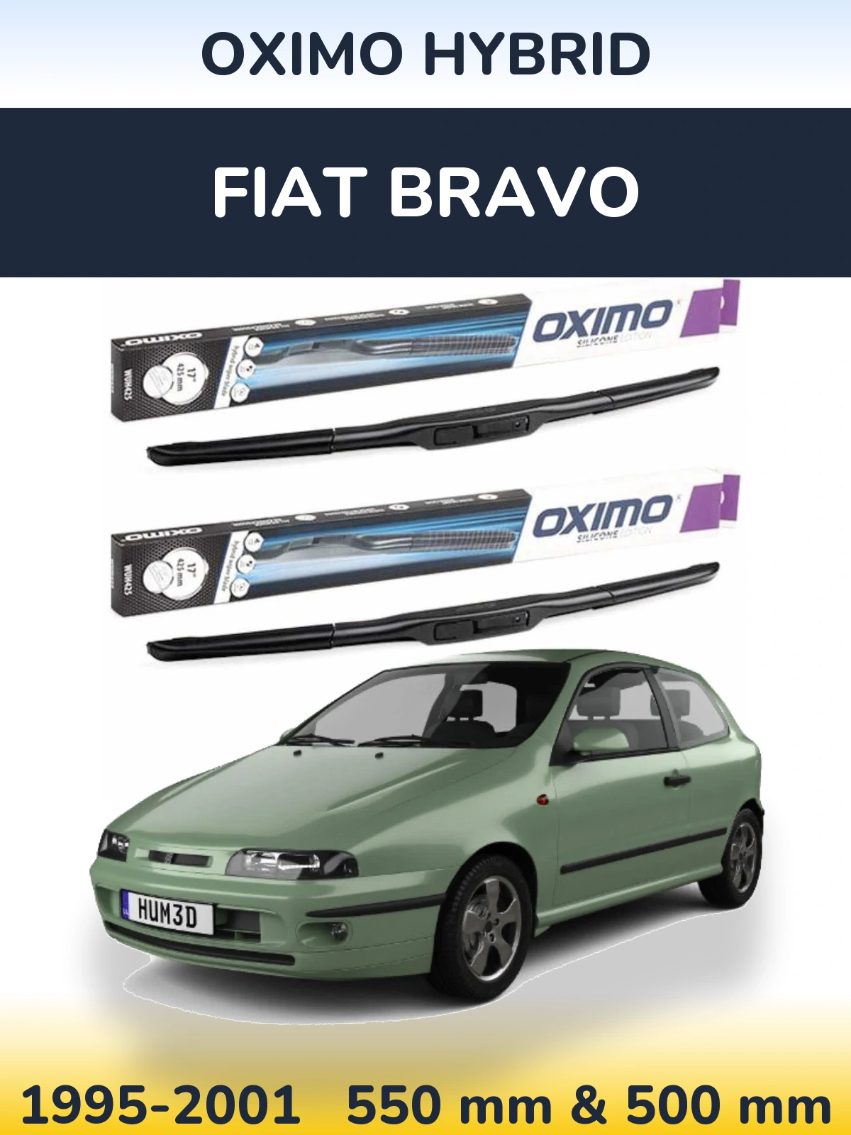 Комплект передніх щіток Oximo Hybrid 550 & 500 мм для Fiat Bravo 1995-2001