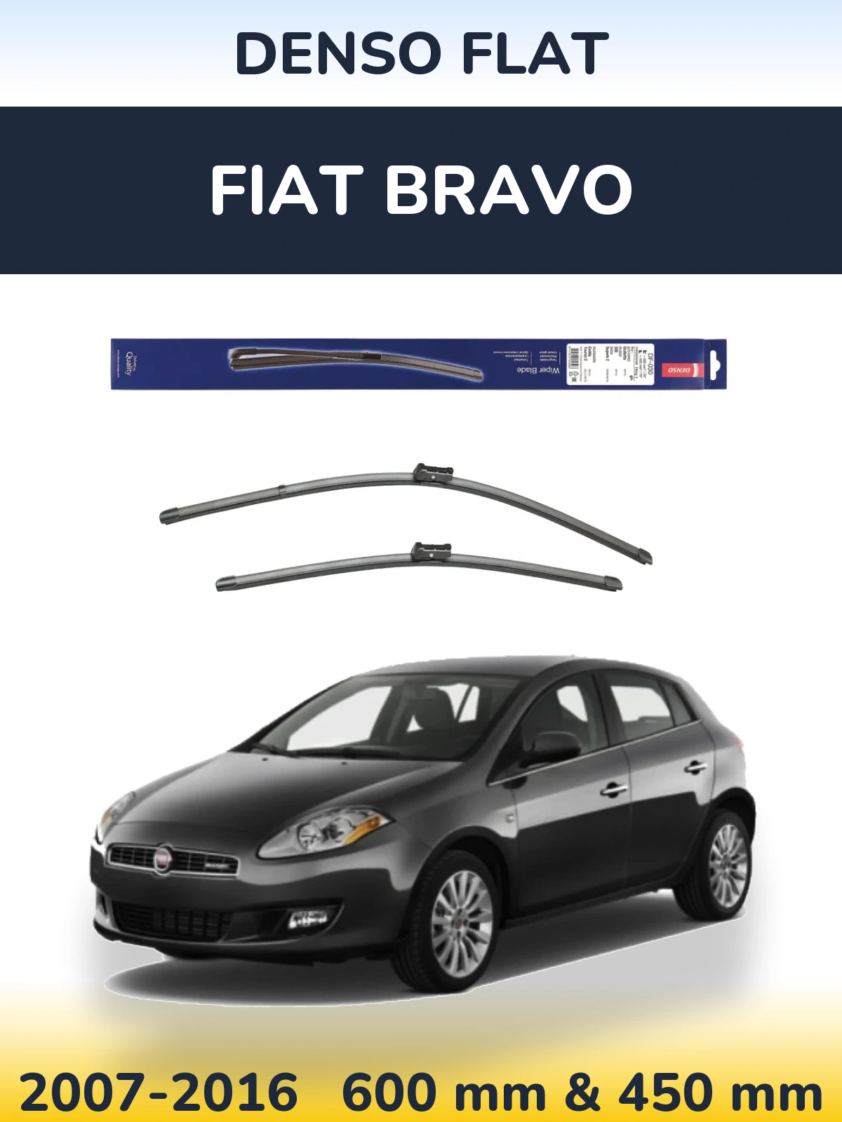 Komplet przednich wycieraczek Denso Flat 600 & 450 mm do Fiat Bravo 2007-2016