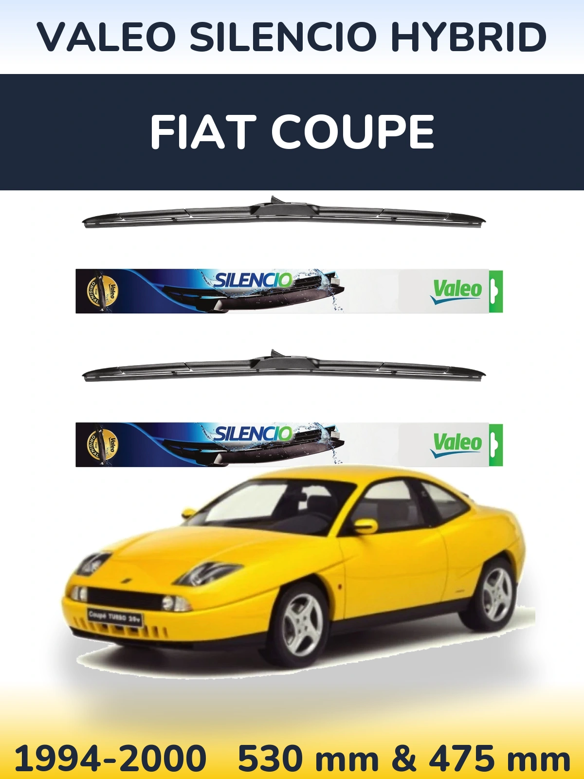 Komplet przednich wycieraczek Valeo Silencio Hybrid 530 & 475 mm do Fiat Coupe 1994-2000