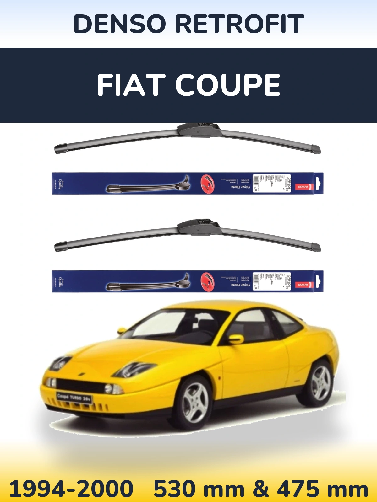Комплект передніх щіток Denso Retrofit 530 & 475 мм для Fiat Coupe 1994-2000