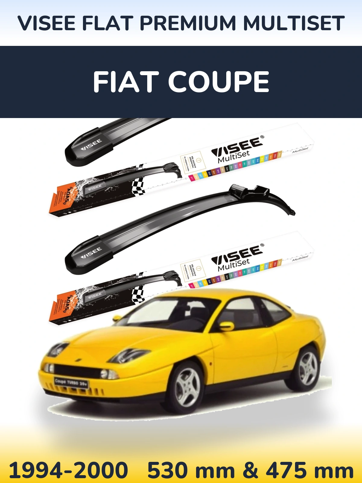 Komplet przednich wycieraczek VISEE FLAT PREMIUM MultiSet 530 & 475 mm do Fiat Coupe 1994-2000