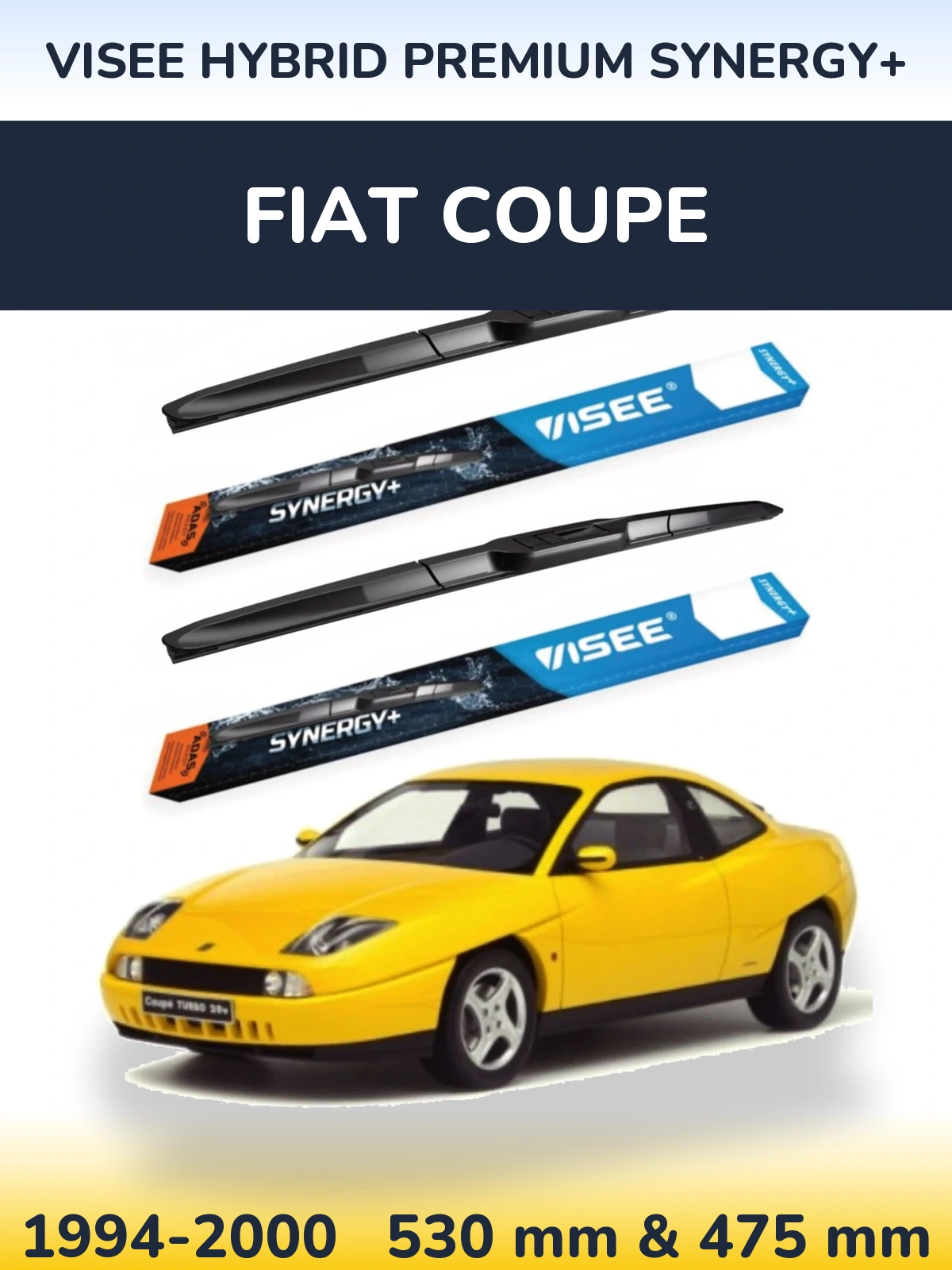 Komplet przednich wycieraczek VISEE HYBRID PREMIUM SYNERGY+ 530 & 475 mm do Fiat Coupe 1994-2000