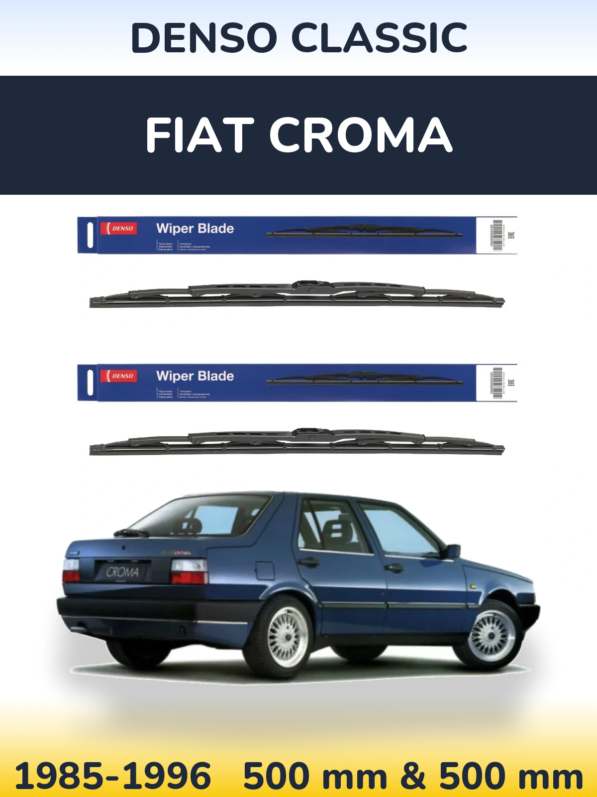 Komplet przednich wycieraczek Denso Classic 500 & 500 mm do Fiat Croma 1985-1996