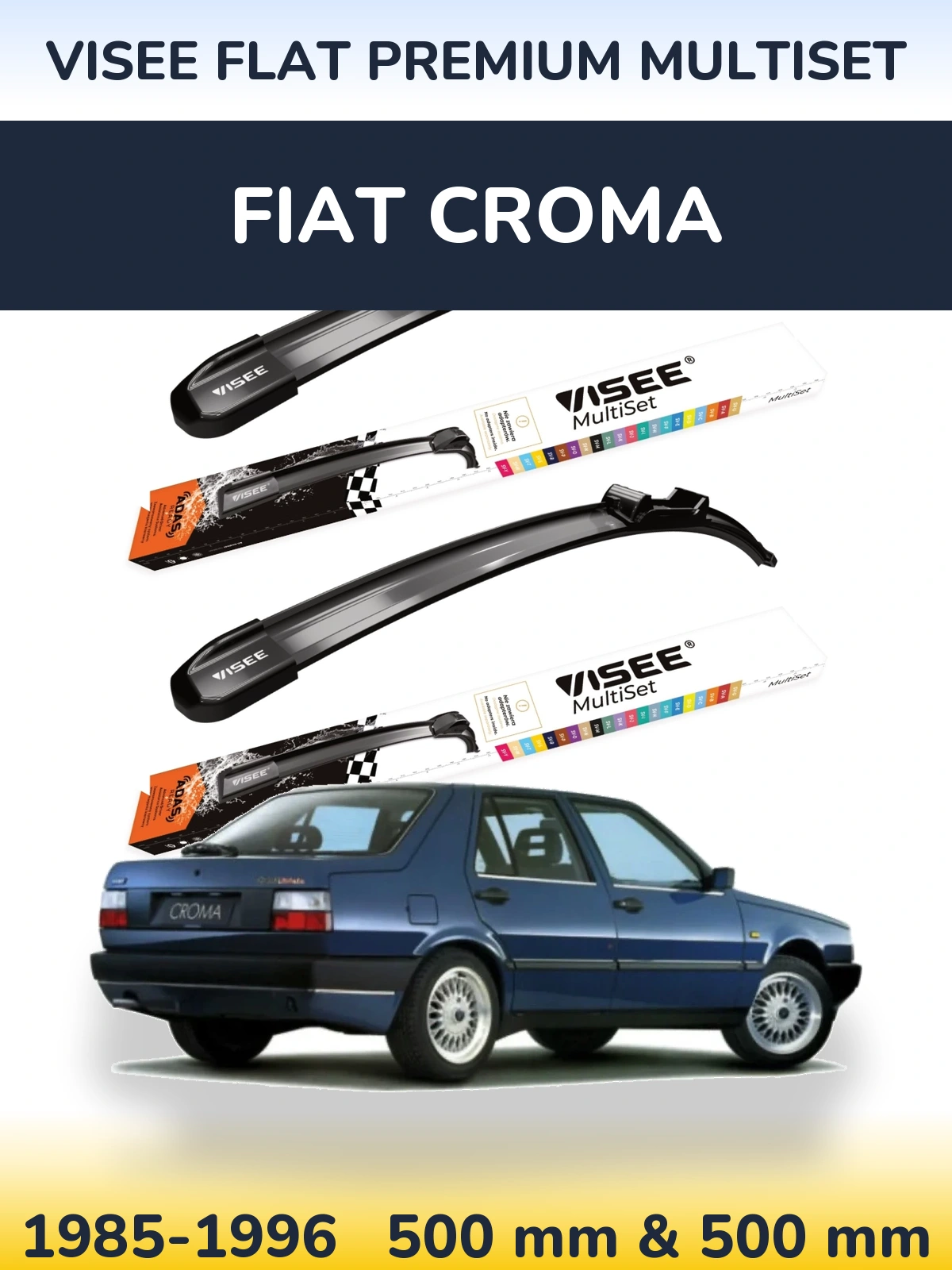 Комплект передних дворников VISEE FLAT PREMIUM MultiSet 500 & 500 мм для Fiat Croma 1985-1996