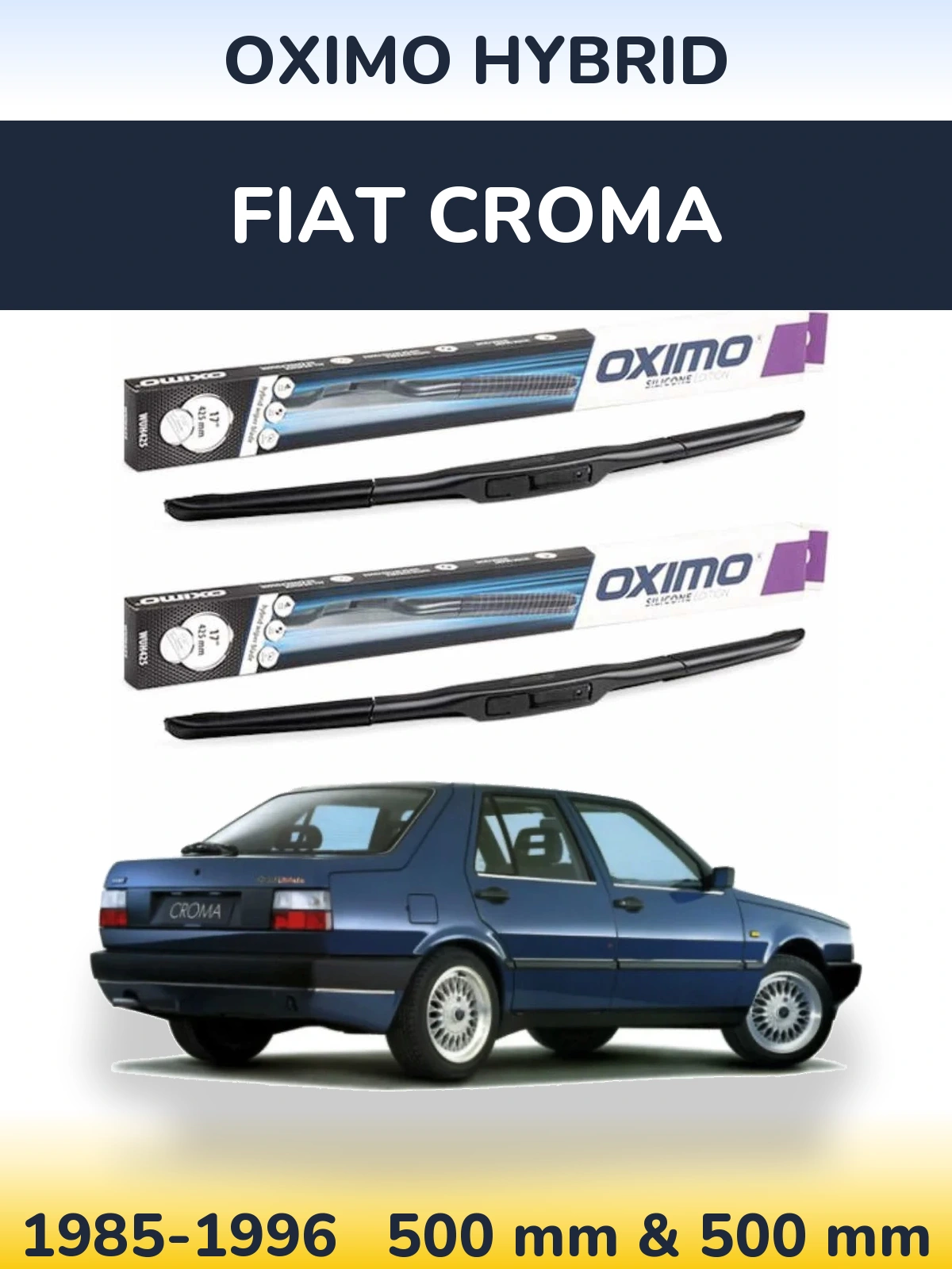 Комплект передних дворников Oximo Hybrid 500 & 500 мм для Fiat Croma 1985-1996