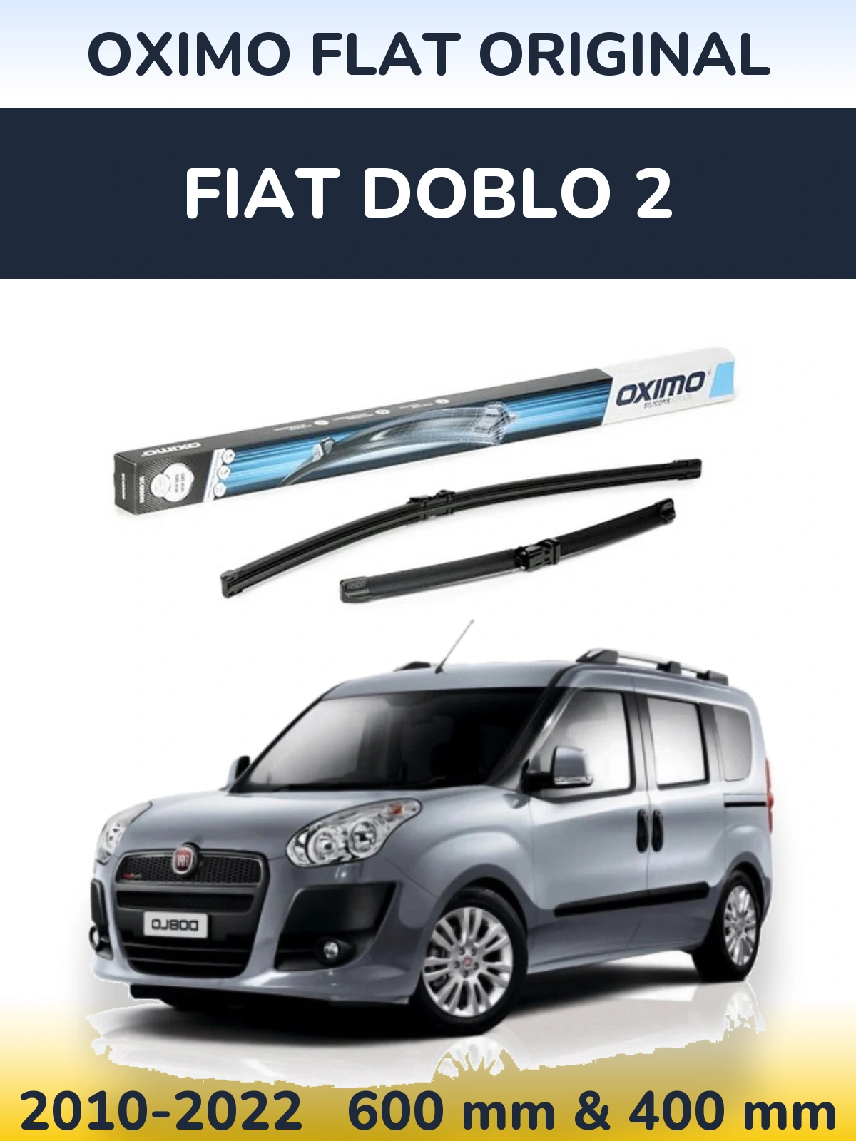 Komplet przednich wycieraczek Oximo Flat Original 600 & 400 mm do Fiat Doblo 2 2010-2022