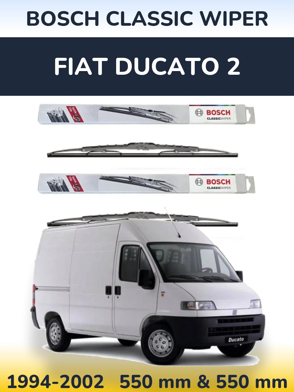 Komplet przednich wycieraczek BOSCH Classic Wiper 550 & 550 mm do Fiat Ducato 2 1994-2002