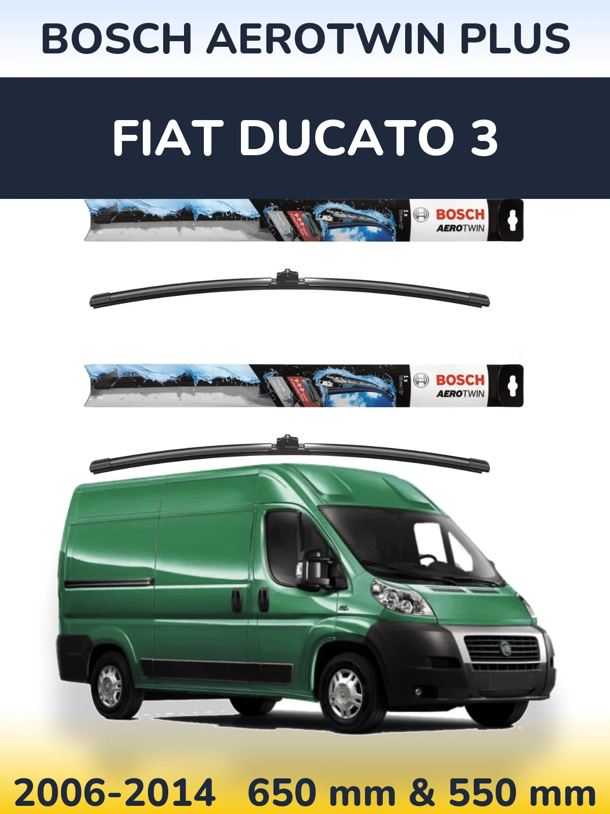 Комплект передних дворников BOSCH AeroTwin Plus 650 & 550 мм для Fiat Ducato 3 2006-2014