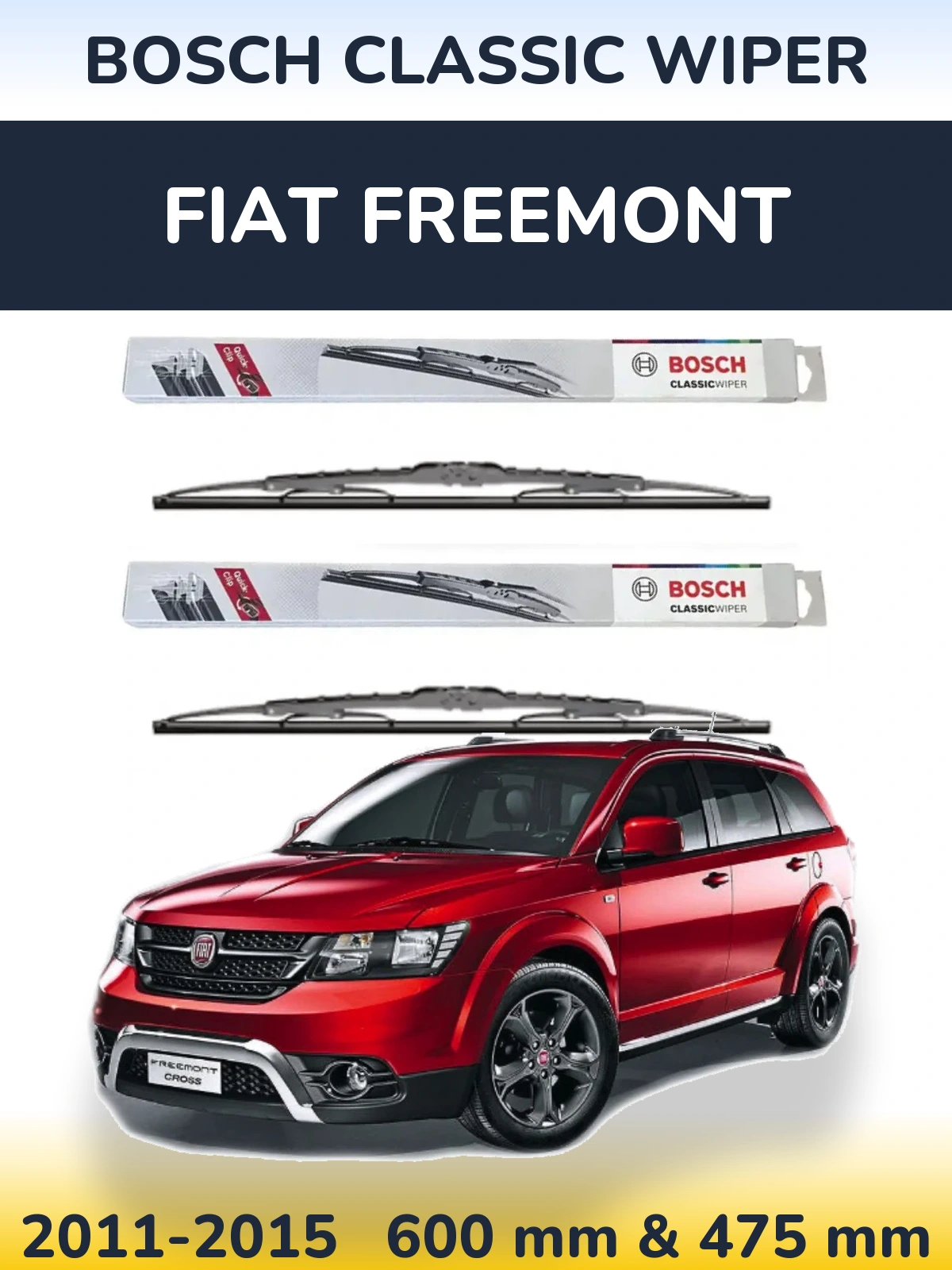 Komplet przednich wycieraczek BOSCH Classic Wiper 600 & 475 mm do Fiat Freemont 2011-2015