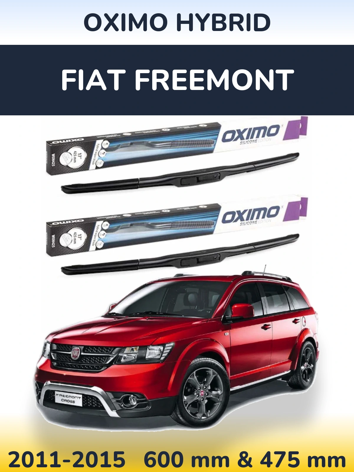 Комплект передних дворников Oximo Hybrid 600 & 475 мм для Fiat Freemont 2011-2015