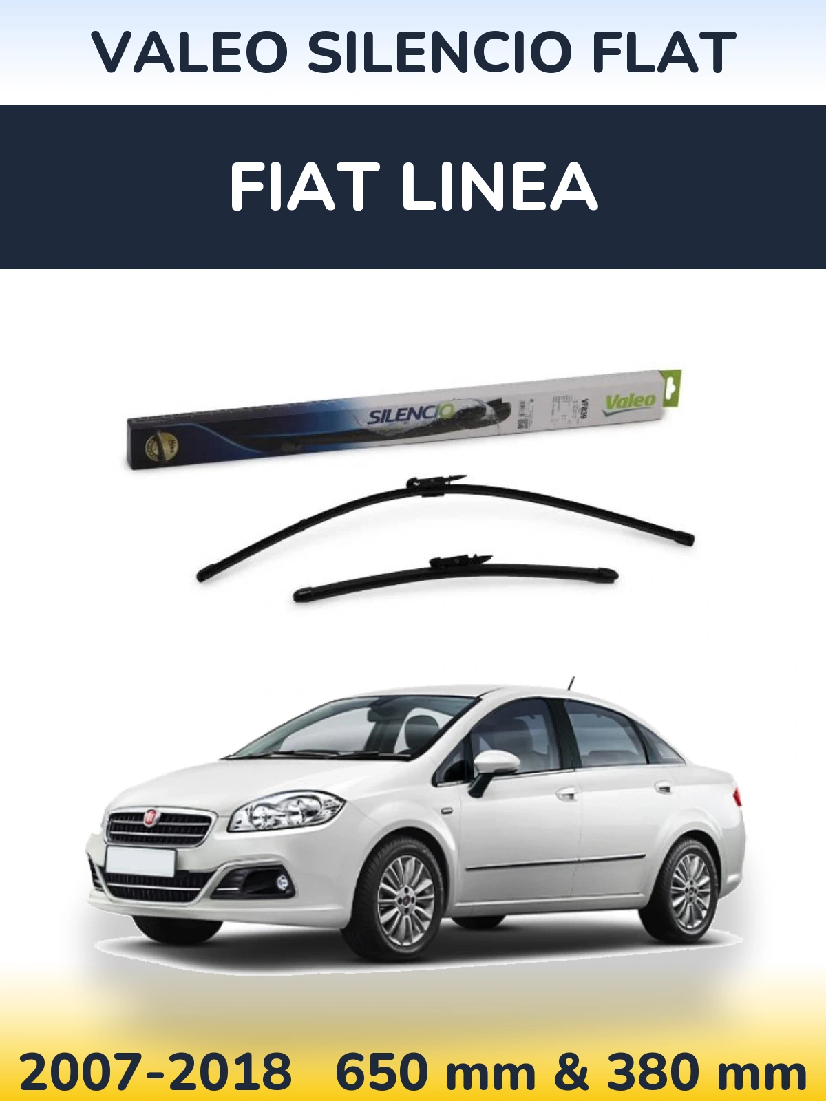 Komplet przednich wycieraczek Valeo Silencio Flat 650 & 380 mm do Fiat Linea 2007-2018