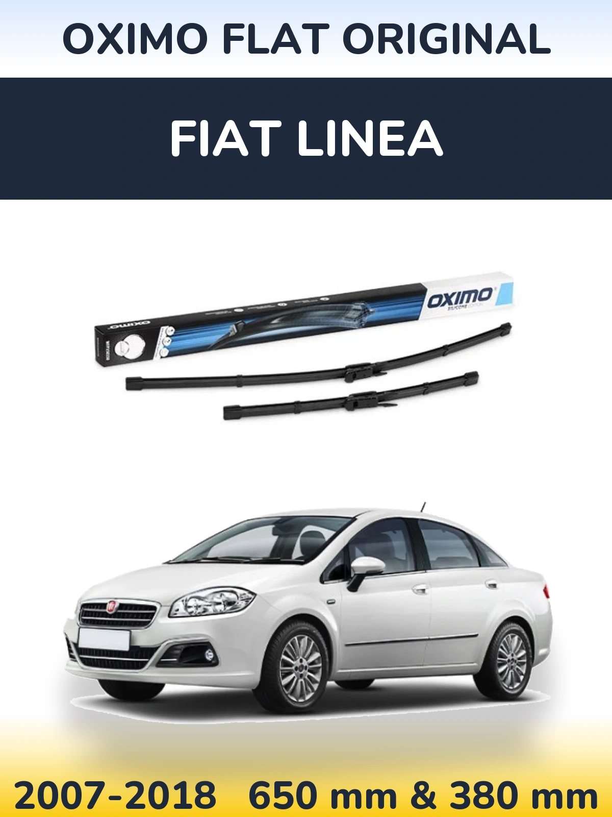 Komplet przednich wycieraczek Oximo Flat Original 650 & 380 mm do Fiat Linea 2007-2018
