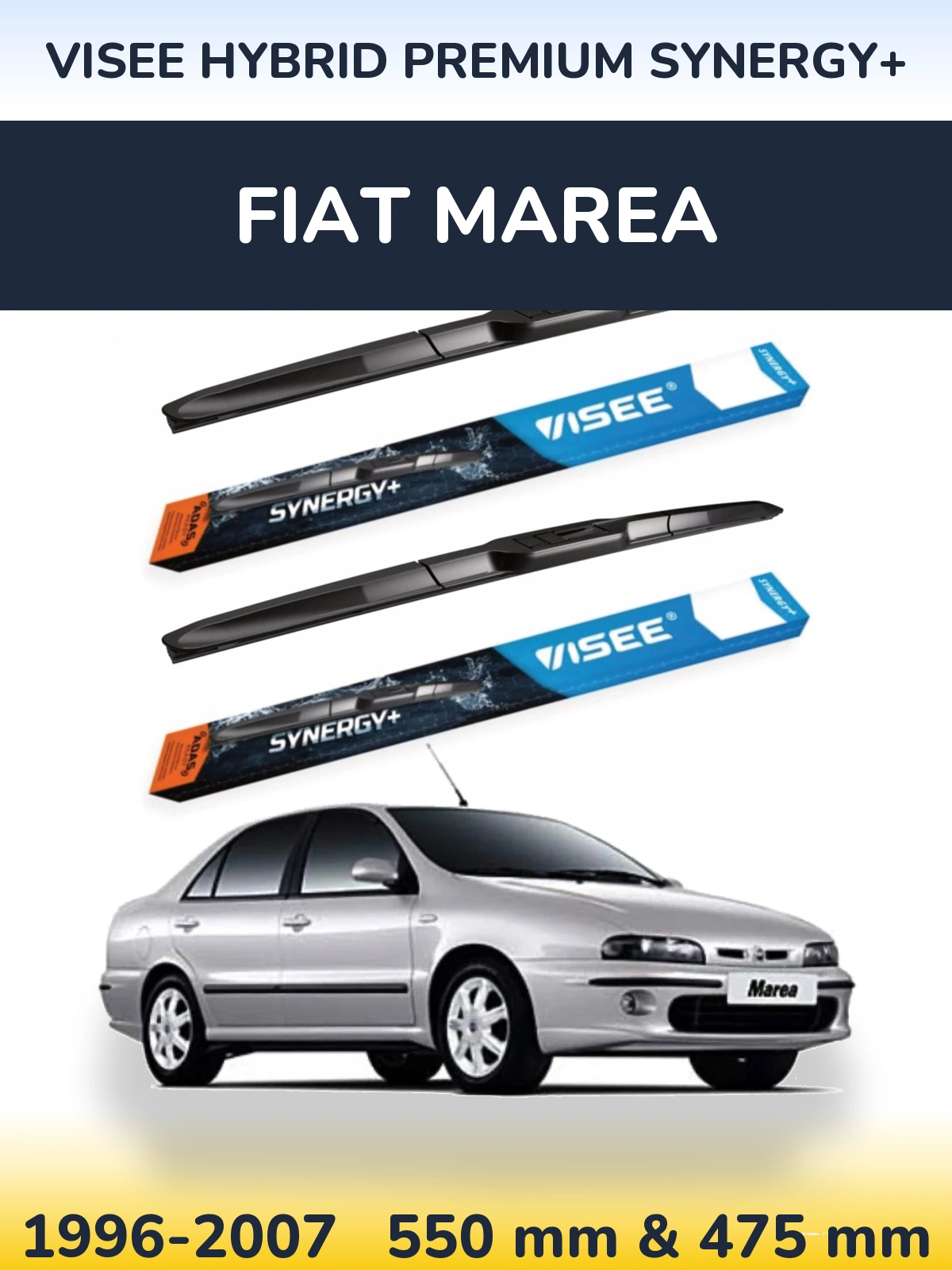 Komplet przednich wycieraczek VISEE HYBRID PREMIUM SYNERGY+ 550 & 475 mm do Fiat Marea 1996-2007