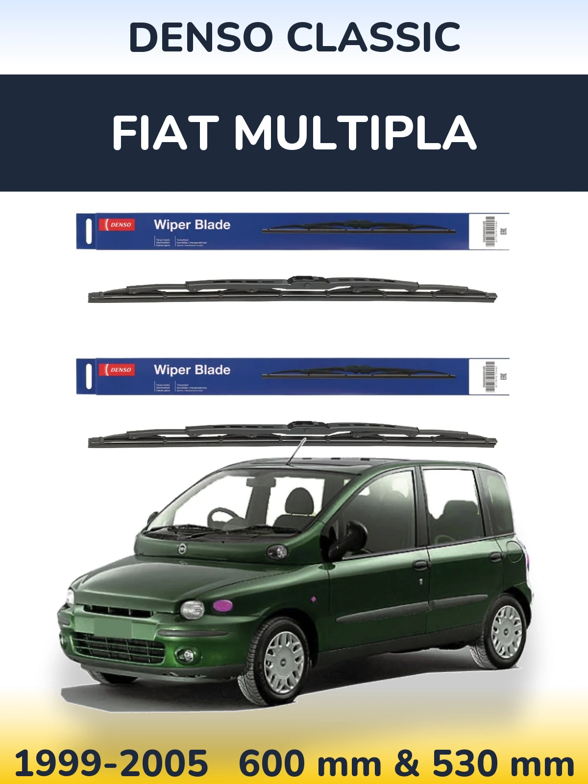 Комплект передних дворников Denso Classic 600 & 530 мм для Fiat Multipla 1999-2005