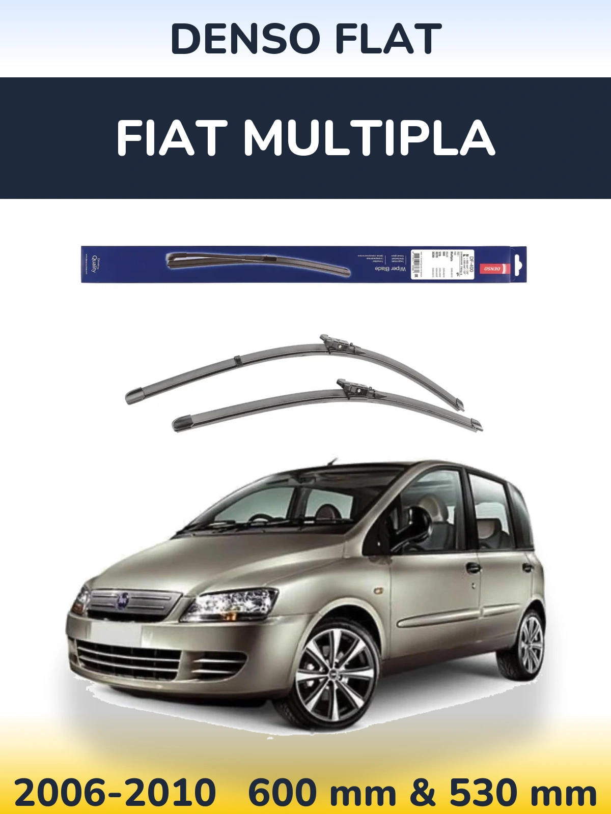 Front wiper blade set Denso Flat 600 & 550 mm for Fiat Multipla 2006-2010