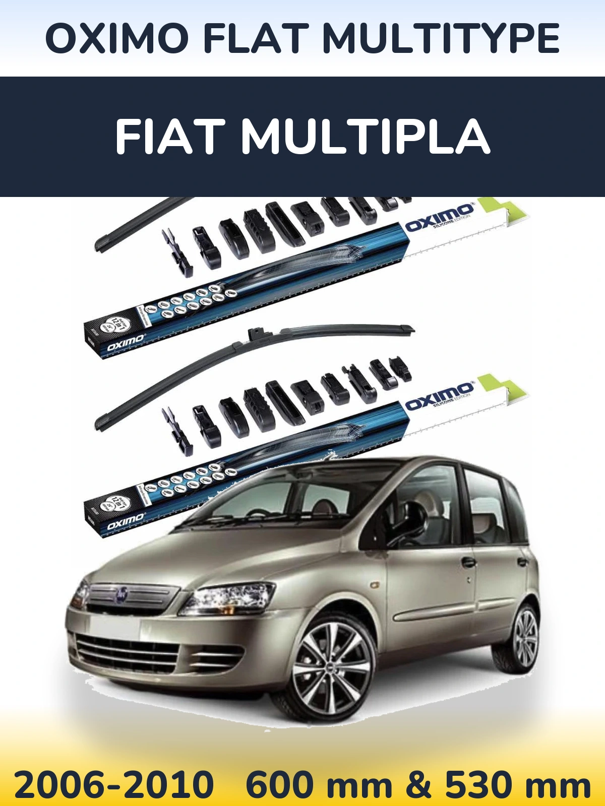 Комплект передних дворников Oximo Flat MultiТипe 600 & 530 мм для Fiat Multipla 2006-2010