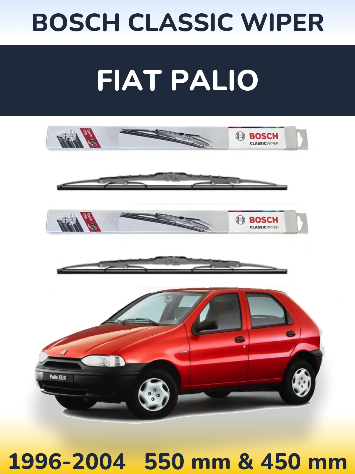 Komplet przednich wycieraczek BOSCH Classic Wiper 550 & 450 mm do Fiat Palio 1996-2004