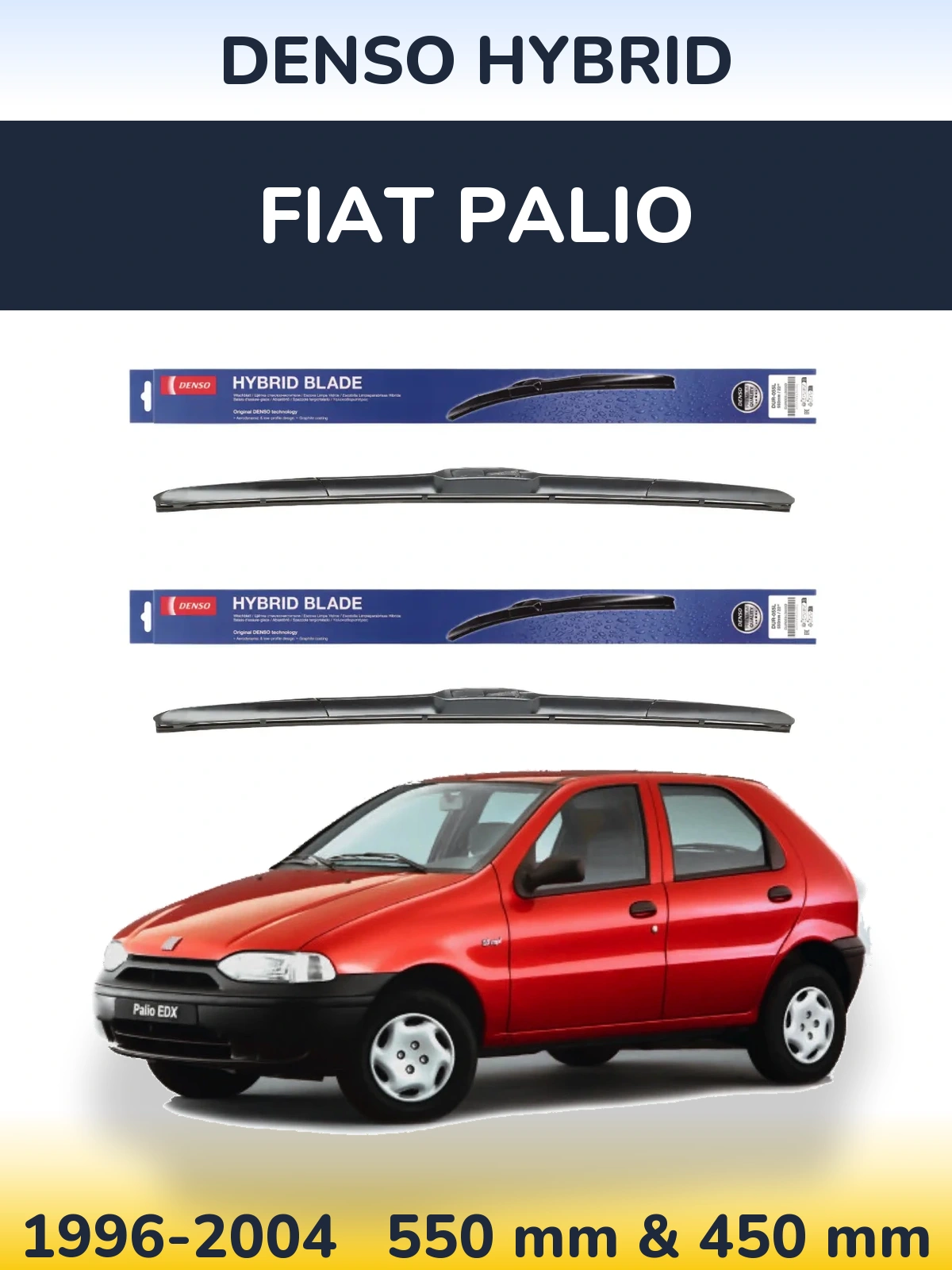 Komplet przednich wycieraczek Denso Hybrid 550 & 450 mm do Fiat Palio 1996-2004