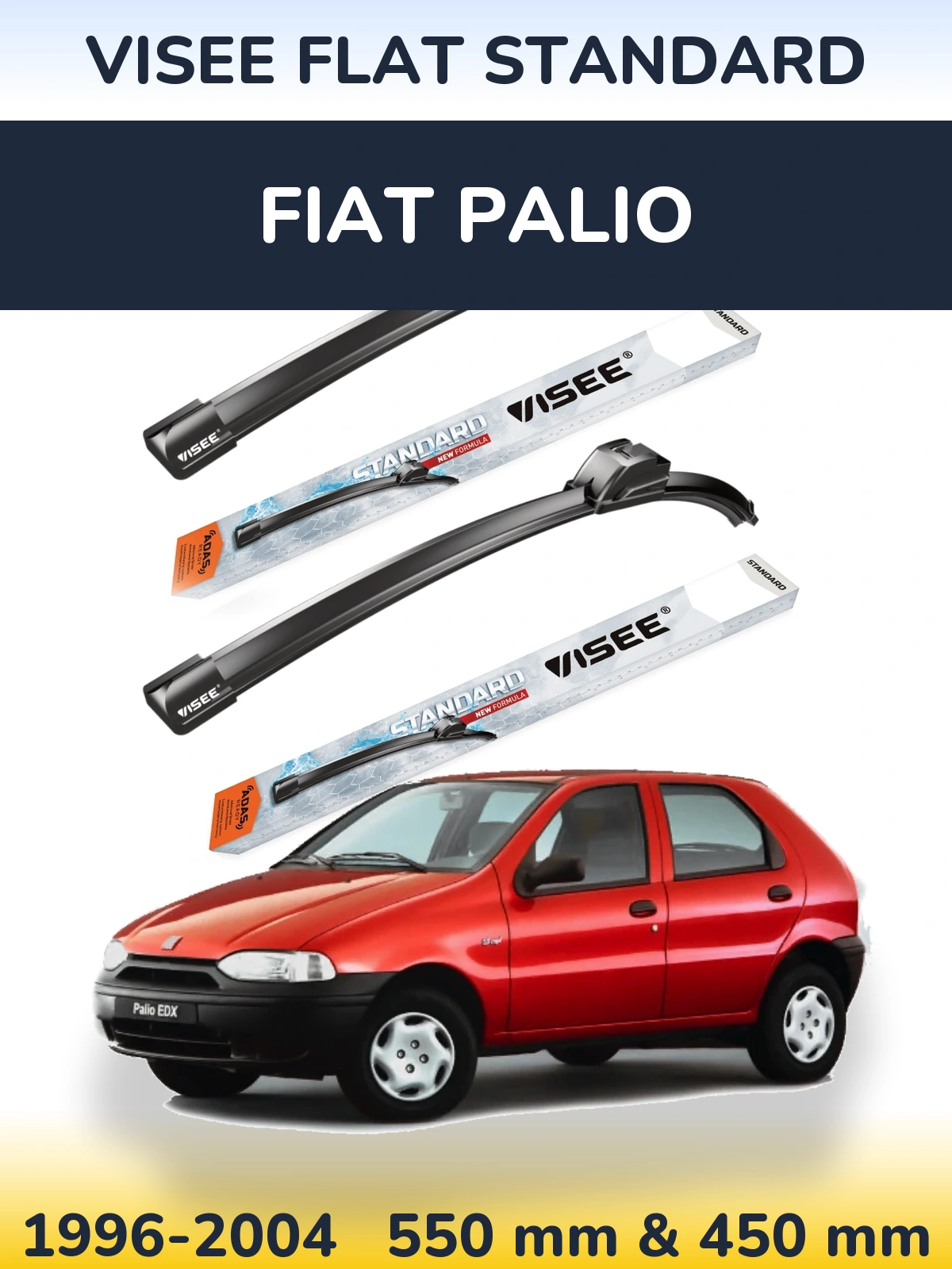 Komplet przednich wycieraczek VISEE FLAT STANDARD 550 & 450 mm do Fiat Palio 1996-2004
