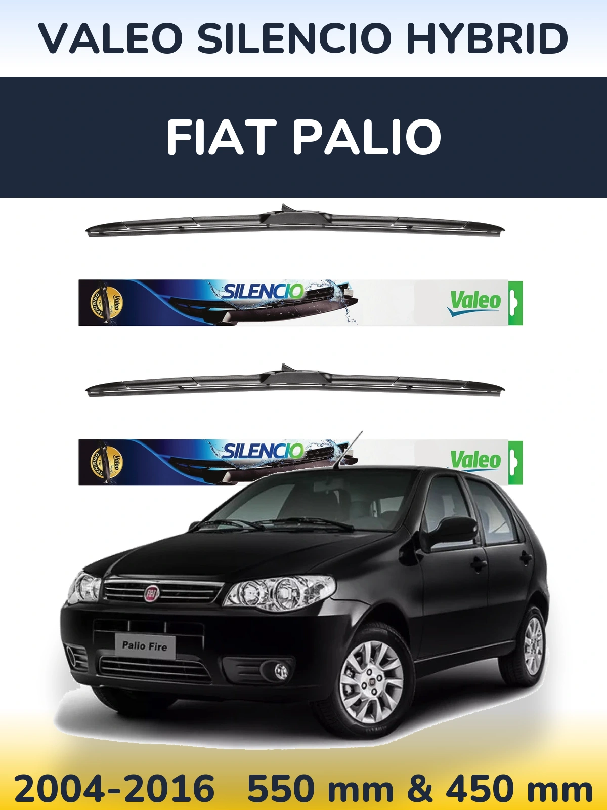 Комплект передних дворников Valeo Silencio Hybrid 550 & 450 мм для Fiat Palio 2004-2016