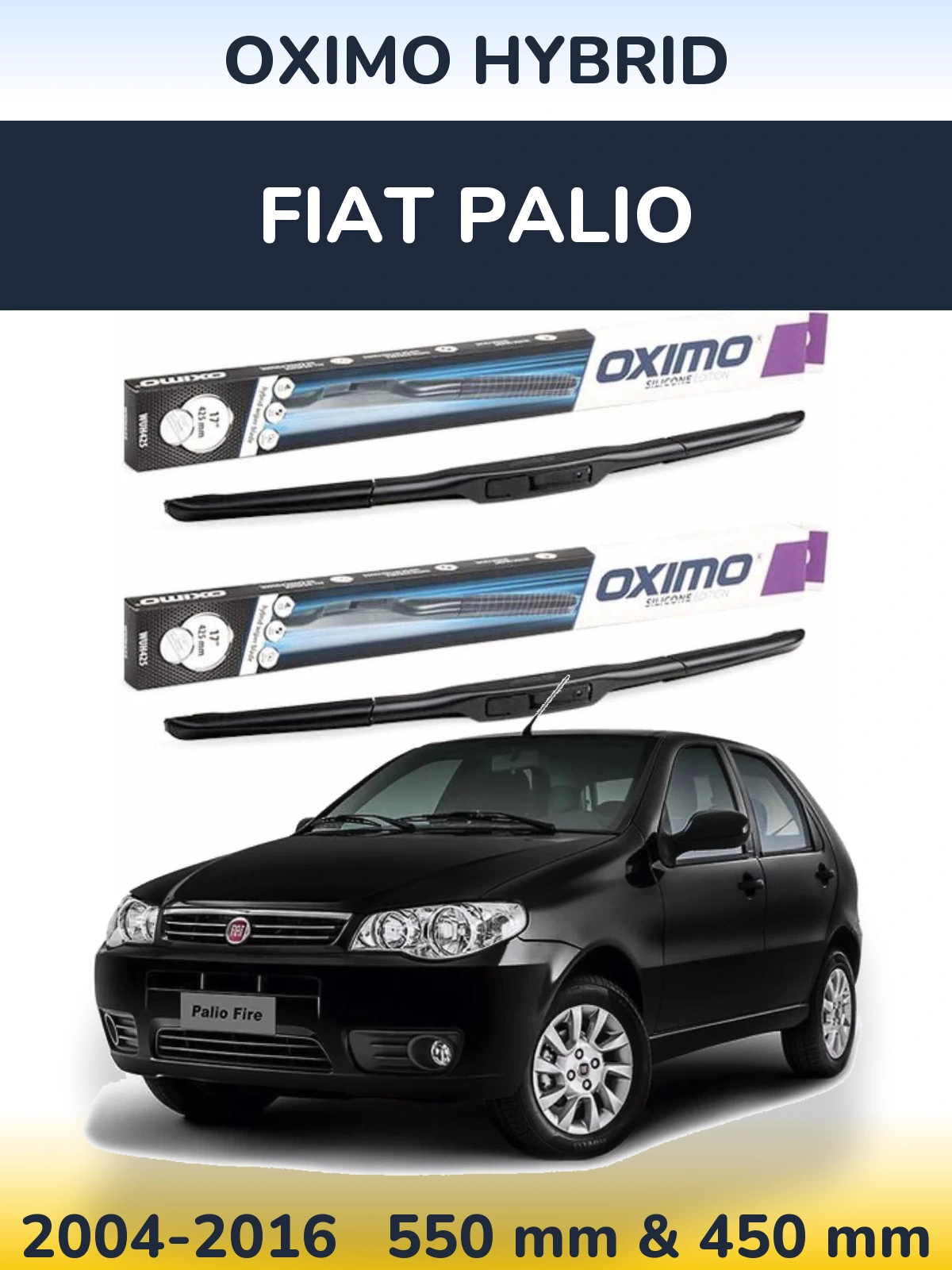 Front wiper blade set Oximo Hybrid 550 & 450 mm for Fiat Palio 2004-2016