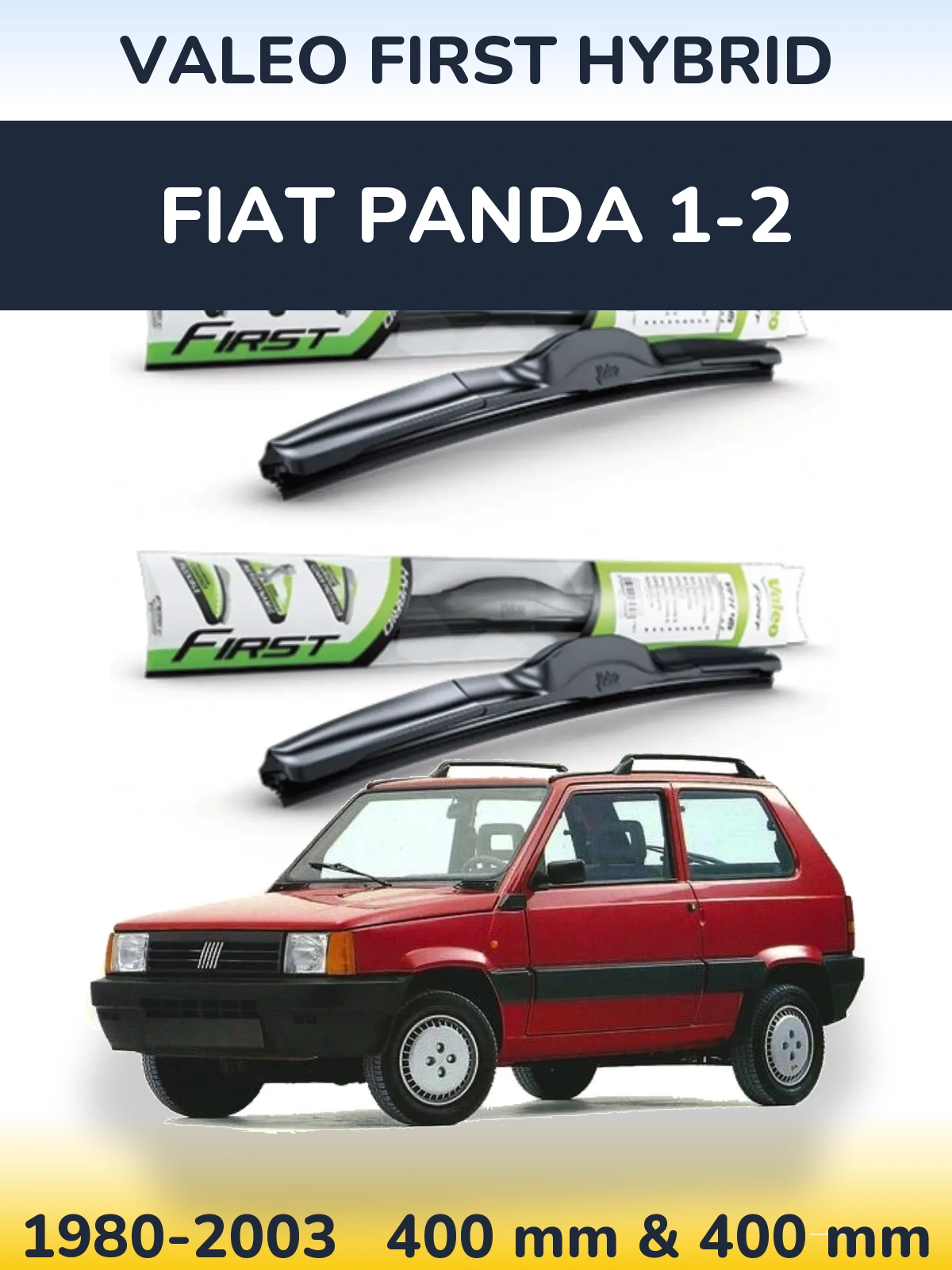 Komplet przednich wycieraczek Valeo First Hybrid 400 & 400 mm do Fiat Panda 1-2 1980-2003
