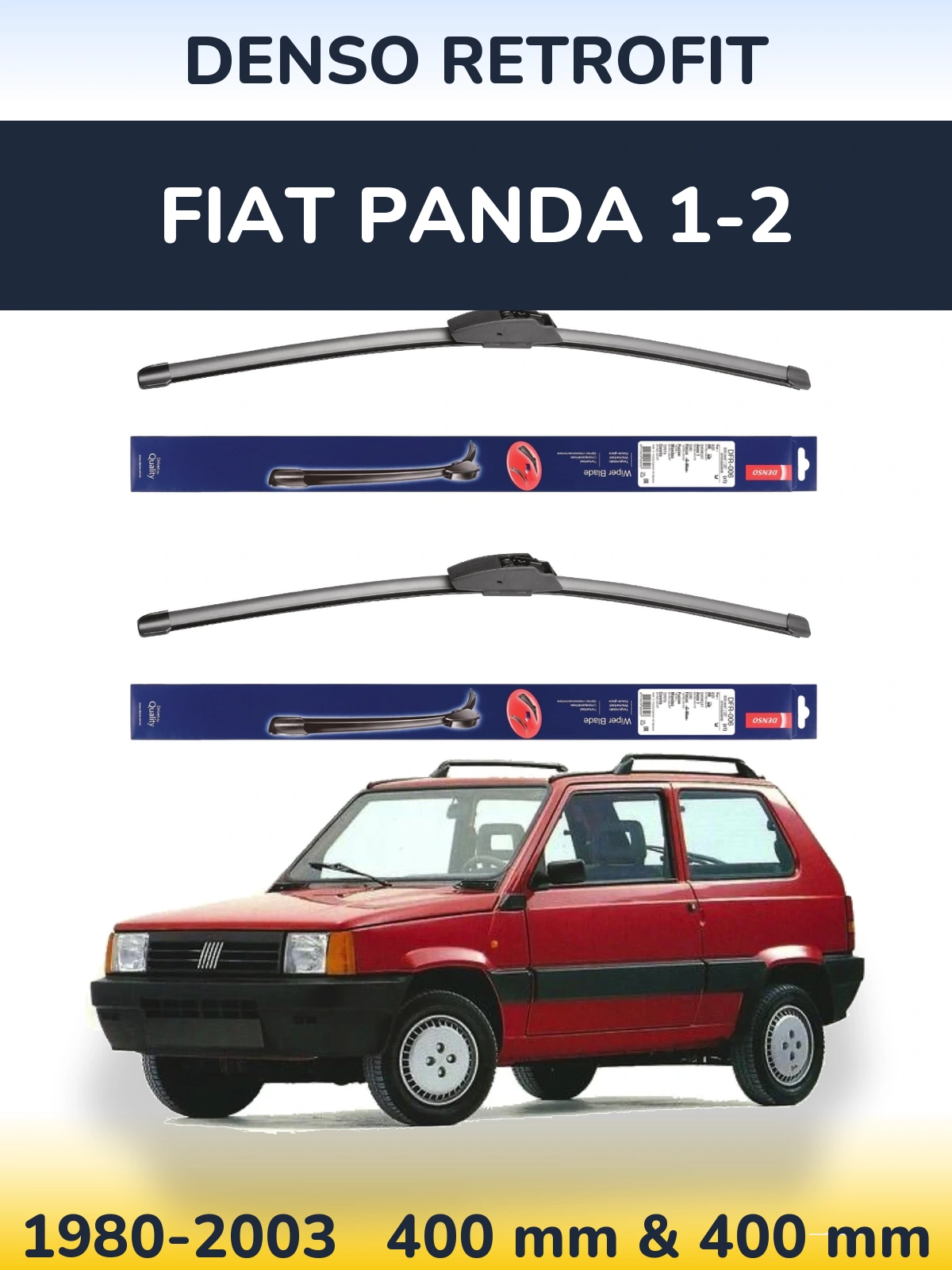 Komplet przednich wycieraczek Denso Retrofit 400 & 400 mm do Fiat Panda 1-2 1980-2003