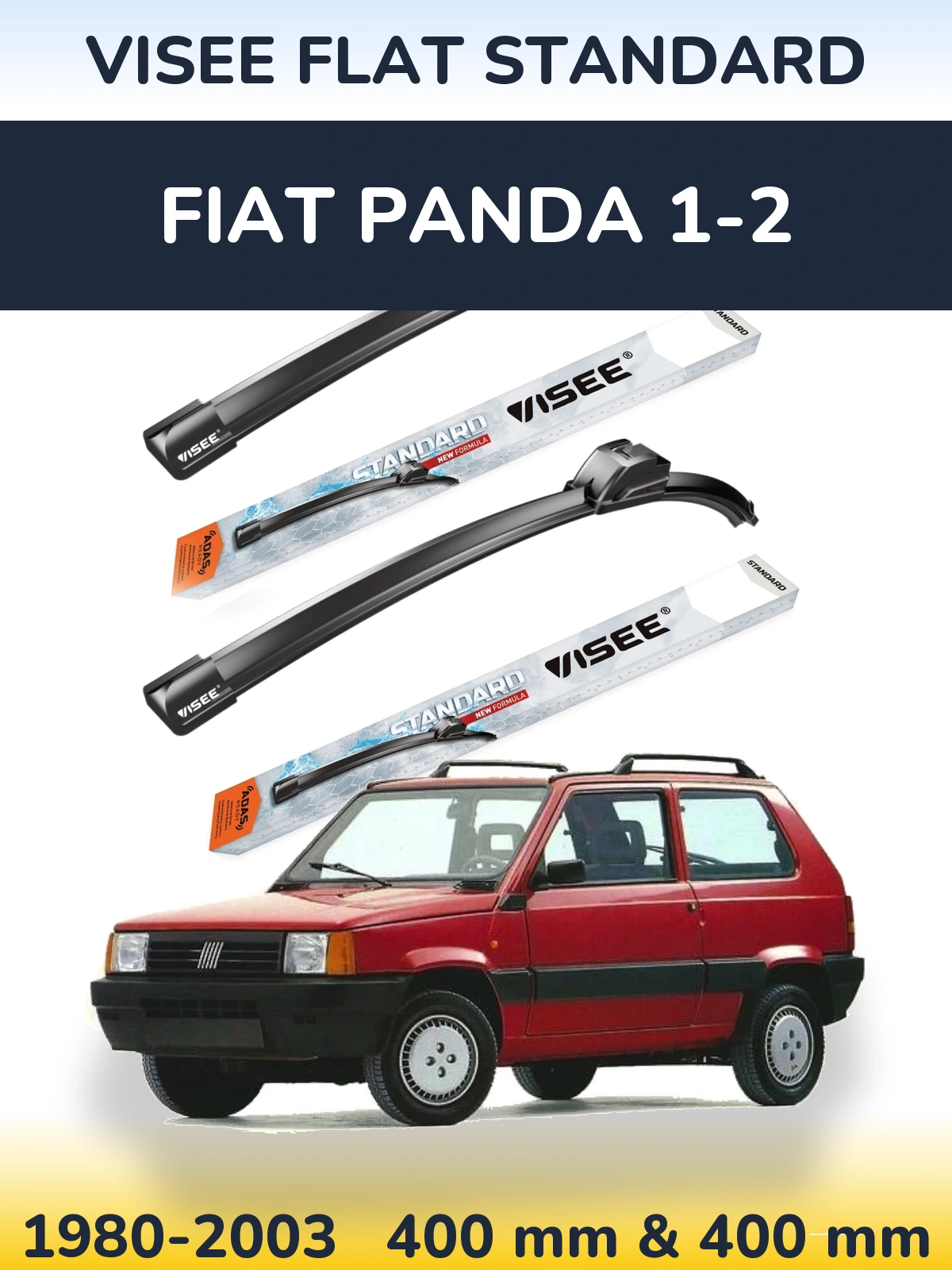 Komplet przednich wycieraczek VISEE FLAT STANDARD 400 & 400 mm do Fiat Panda 1-2 1980-2003