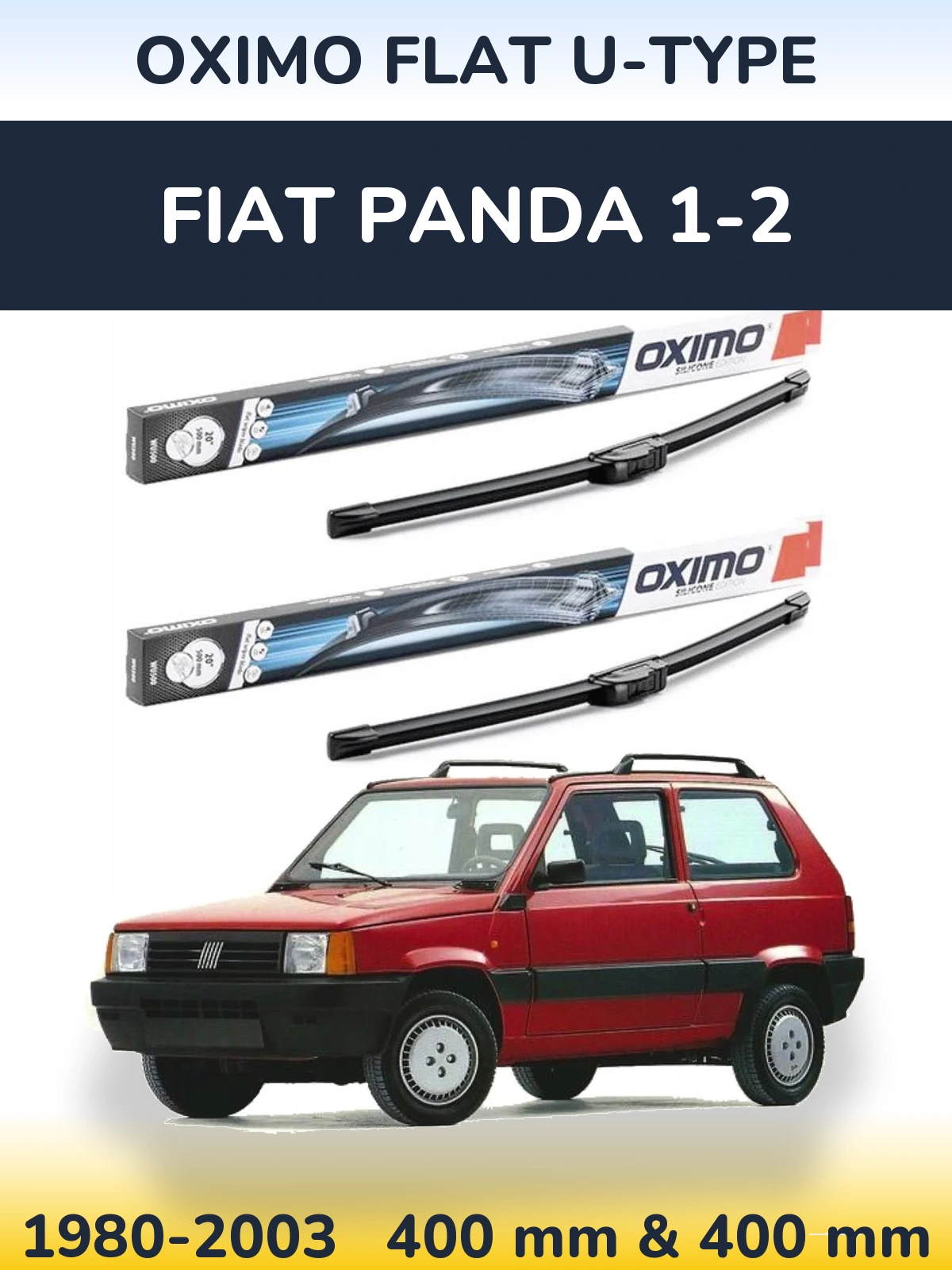 Комплект передних дворников Oximo Flat U-type 400 & 400 мм для Fiat Panda 1-2 1980-2003