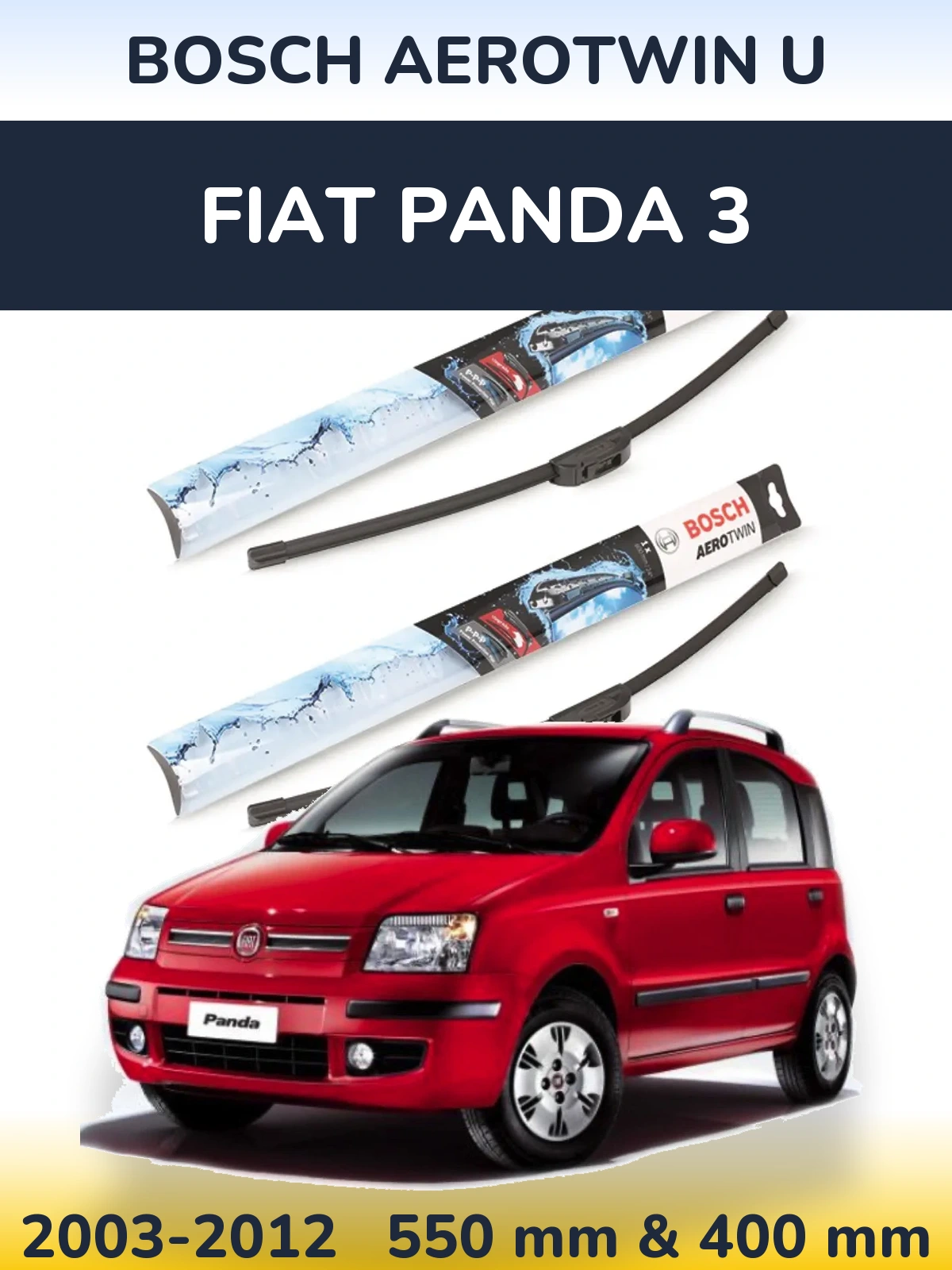 Komplet przednich wycieraczek BOSCH AeroTwin U 550 & 400 mm do Fiat Panda 3 2003-2012
