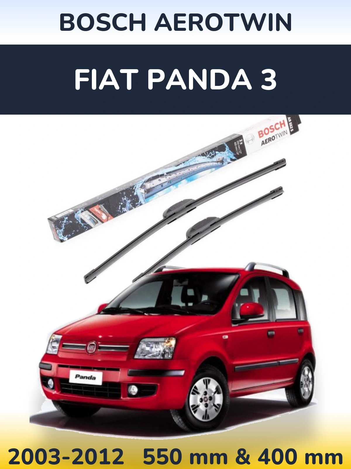 Komplet przednich wycieraczek BOSCH AeroTwin 550 & 400 mm do Fiat Panda 3 2003-2012