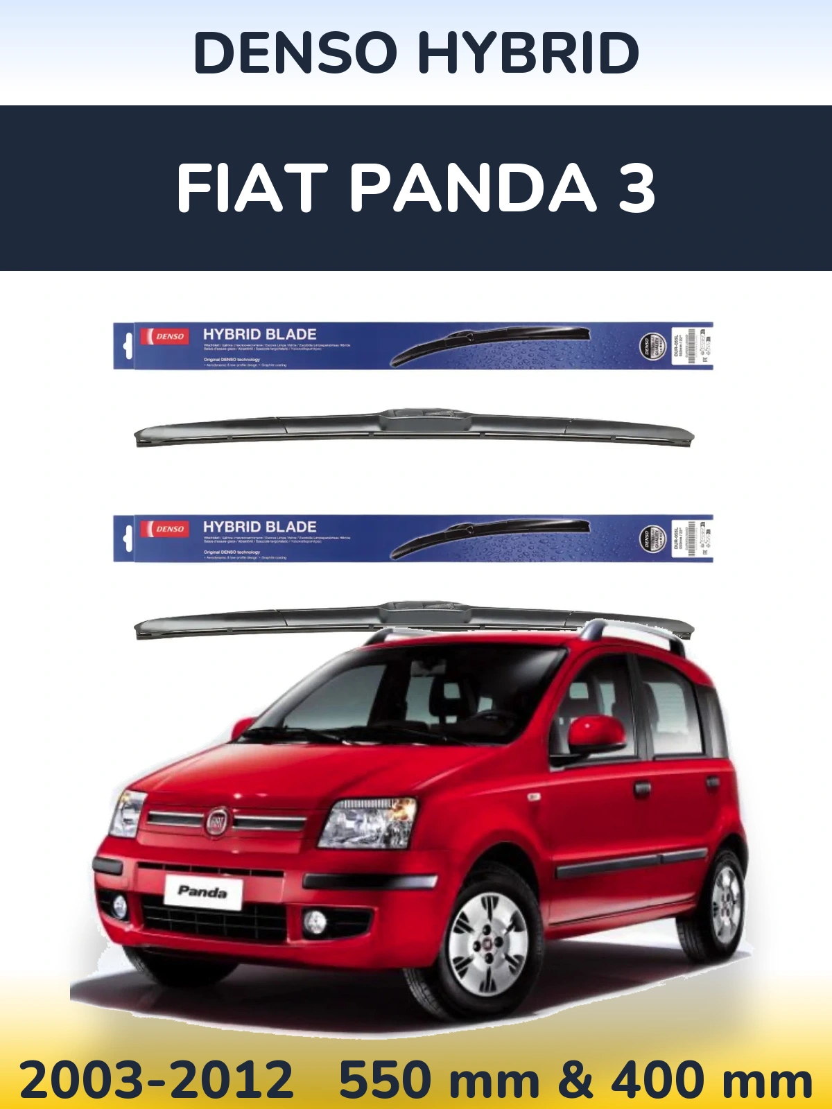 Komplet przednich wycieraczek Denso Hybrid 550 & 400 mm do Fiat Panda 3 2003-2012