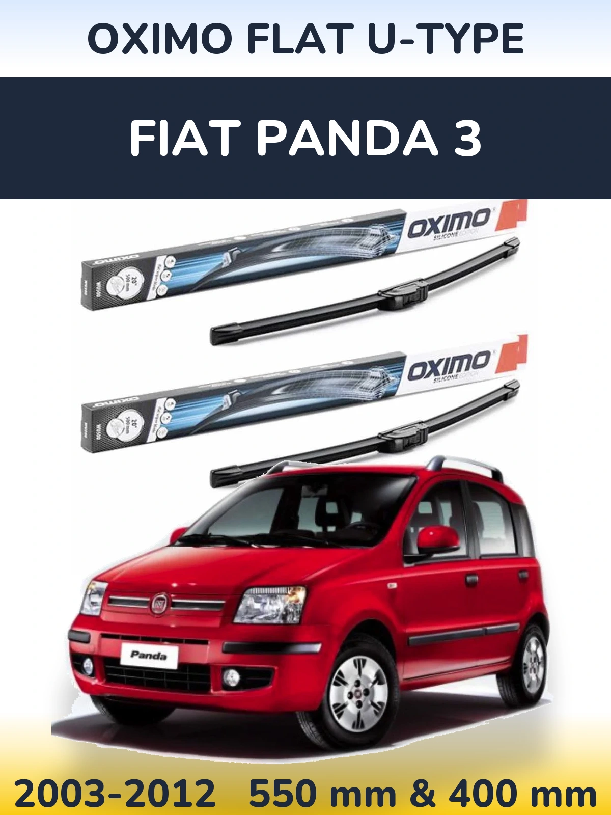 Komplet przednich wycieraczek Oximo Flat U-type 550 & 400 mm do Fiat Panda 3 2003-2012