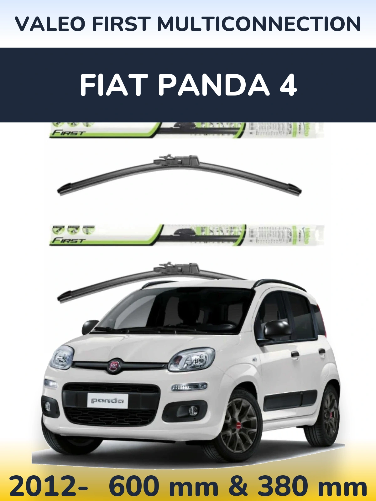 Komplet przednich wycieraczek Valeo First MultiConnection 600 & 380 mm do Fiat Panda 4 2012-2026