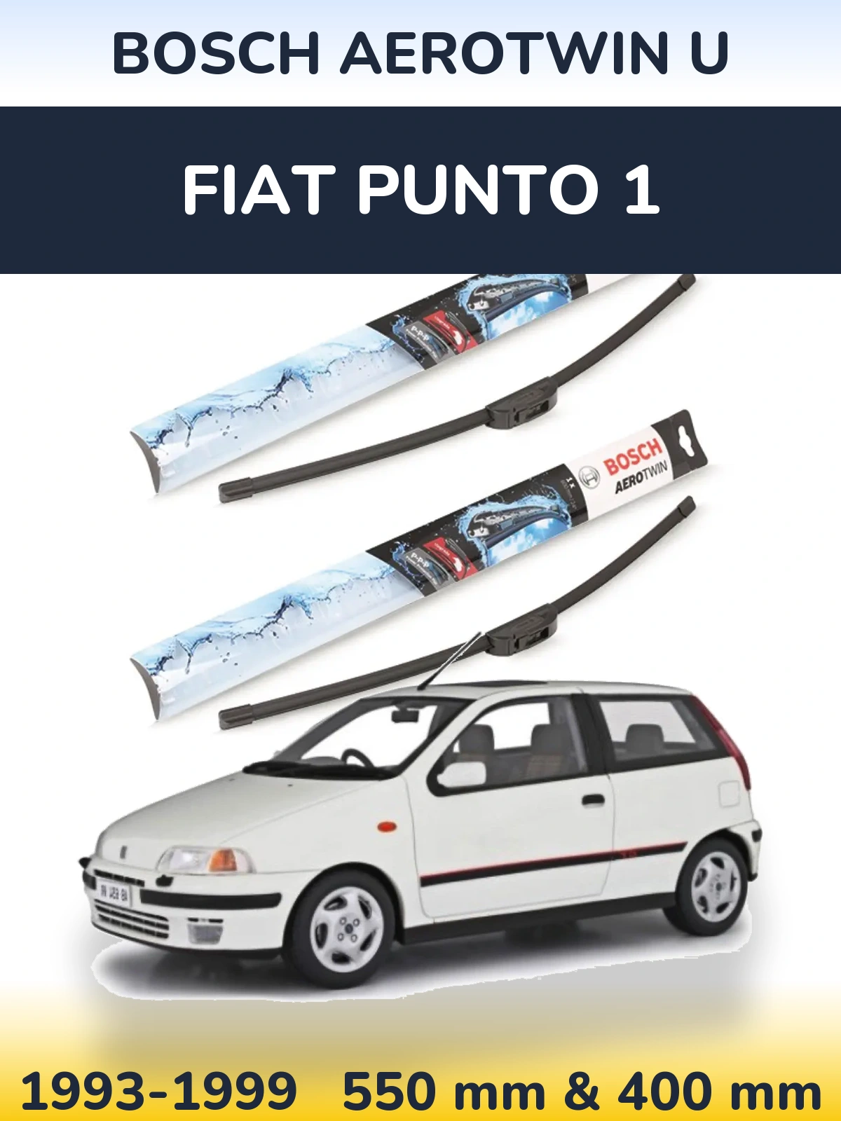 Komplet przednich wycieraczek BOSCH AeroTwin U 550 & 400 mm do Fiat Punto 1 1993-1999