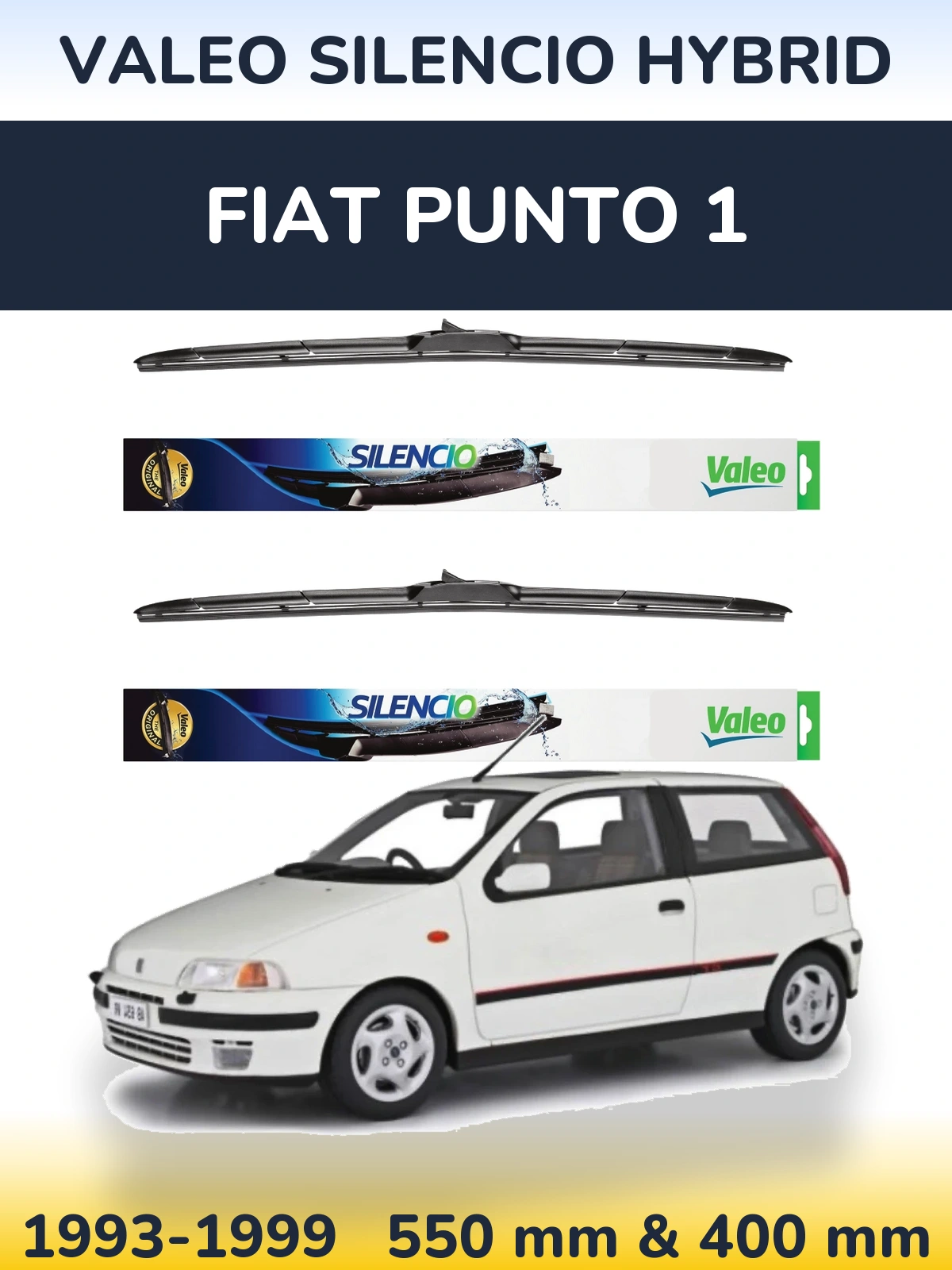 Komplet przednich wycieraczek Valeo Silencio Hybrid 550 & 400 mm do Fiat Punto 1 1993-1999