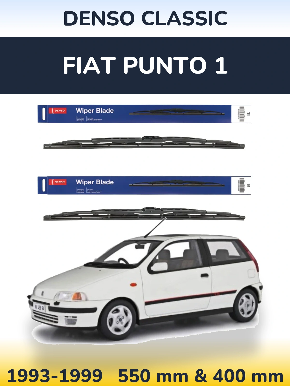 Komplet przednich wycieraczek Denso Classic 550 & 400 mm do Fiat Punto 1 1993-1999