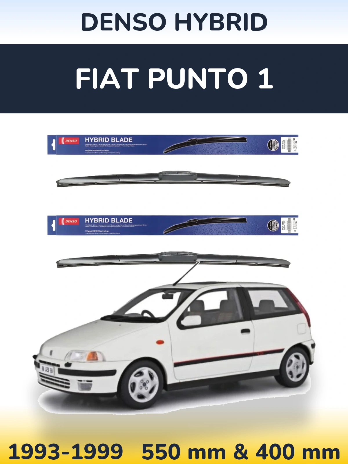 Komplet przednich wycieraczek Denso Hybrid 550 & 400 mm do Fiat Punto 1 1993-1999
