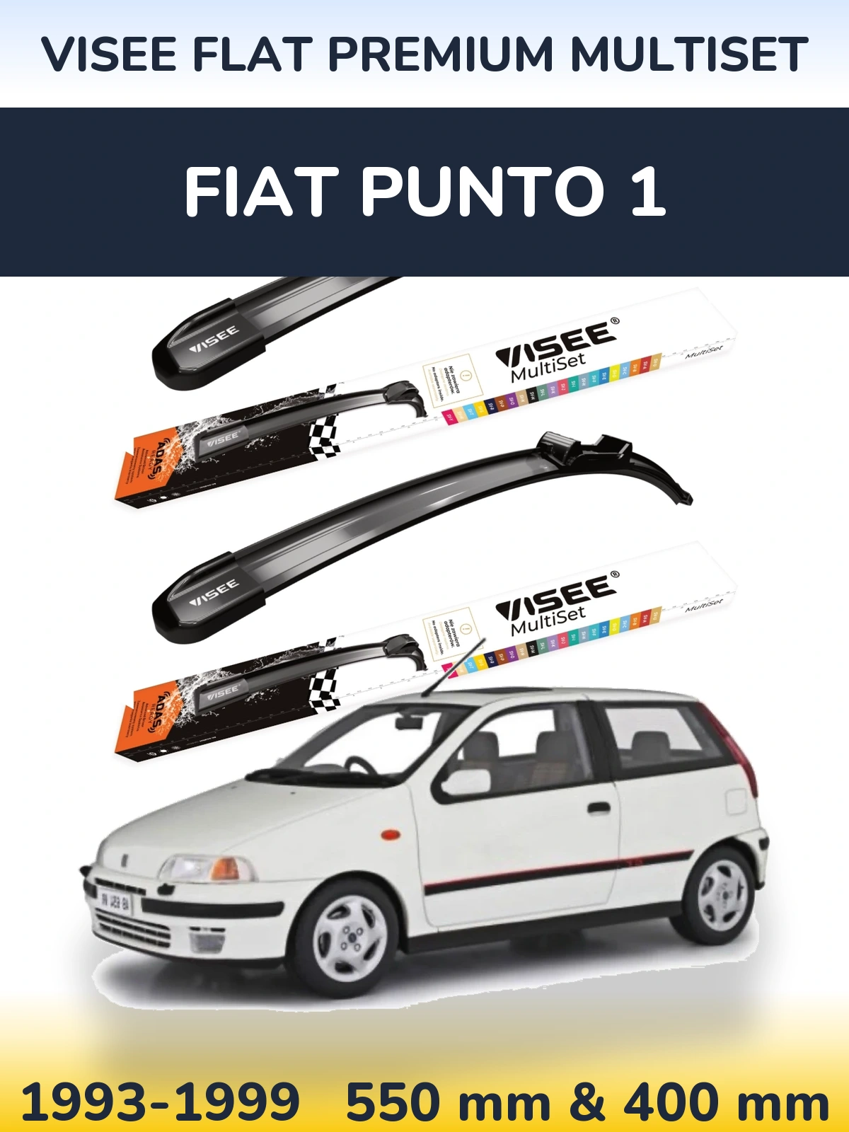 Комплект передних дворников VISEE FLAT PREMIUM MultiSet 550 & 400 мм для Fiat Punto 1 1993-1999