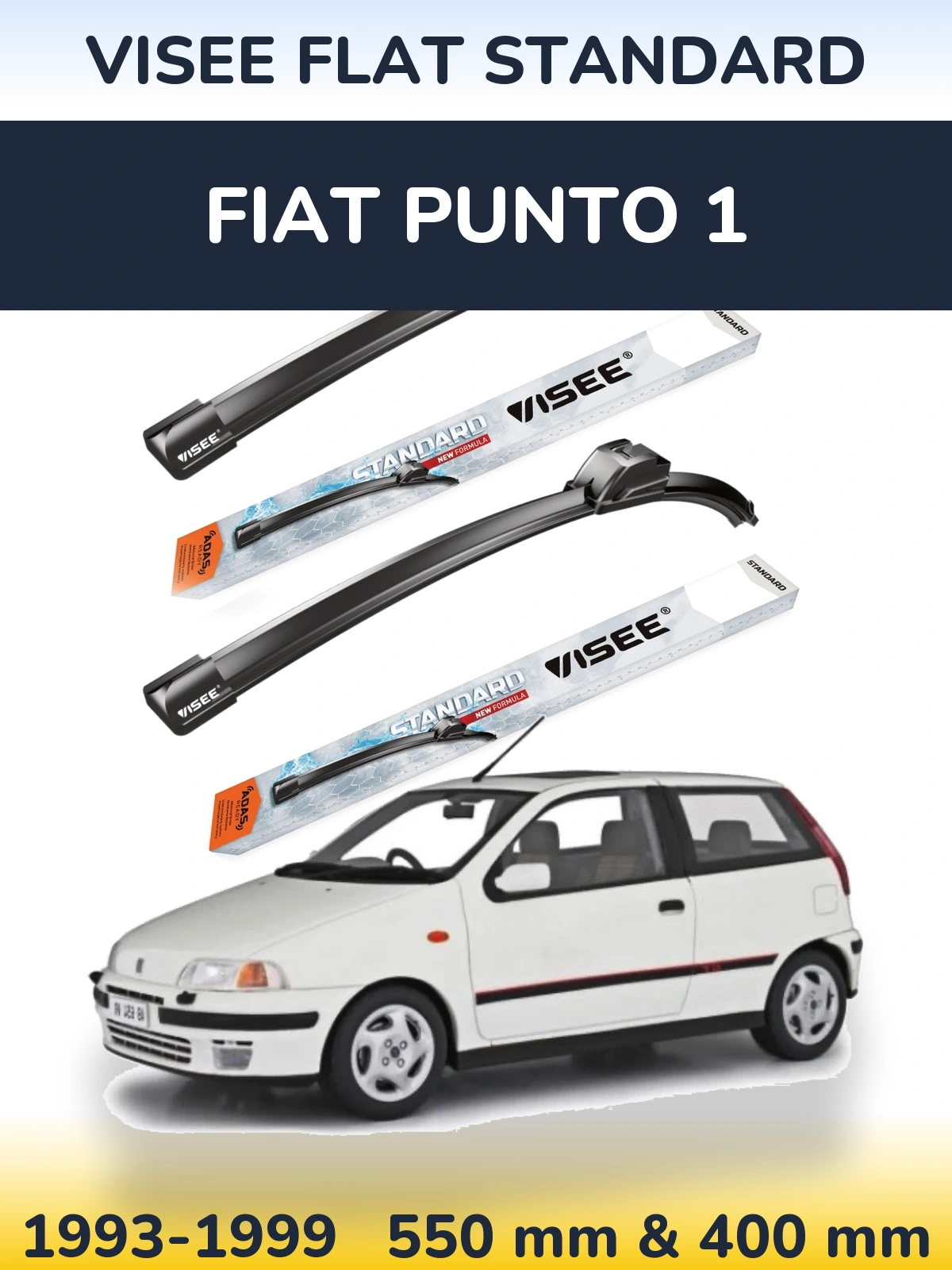 Комплект передніх щіток VISEE FLAT STANDARD 550 & 400 мм для Fiat Punto 1 1993-1999