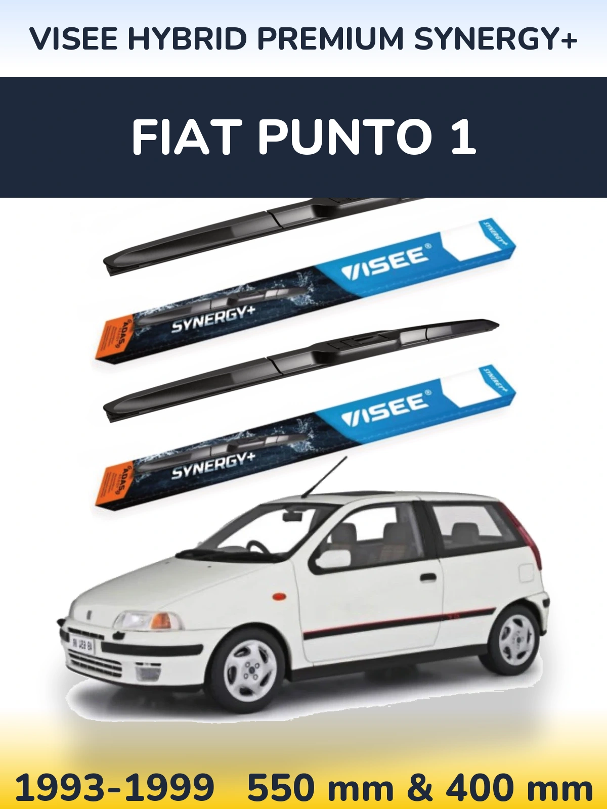 Komplet przednich wycieraczek VISEE HYBRID PREMIUM SYNERGY+ 550 & 400 mm do Fiat Punto 1 1993-1999